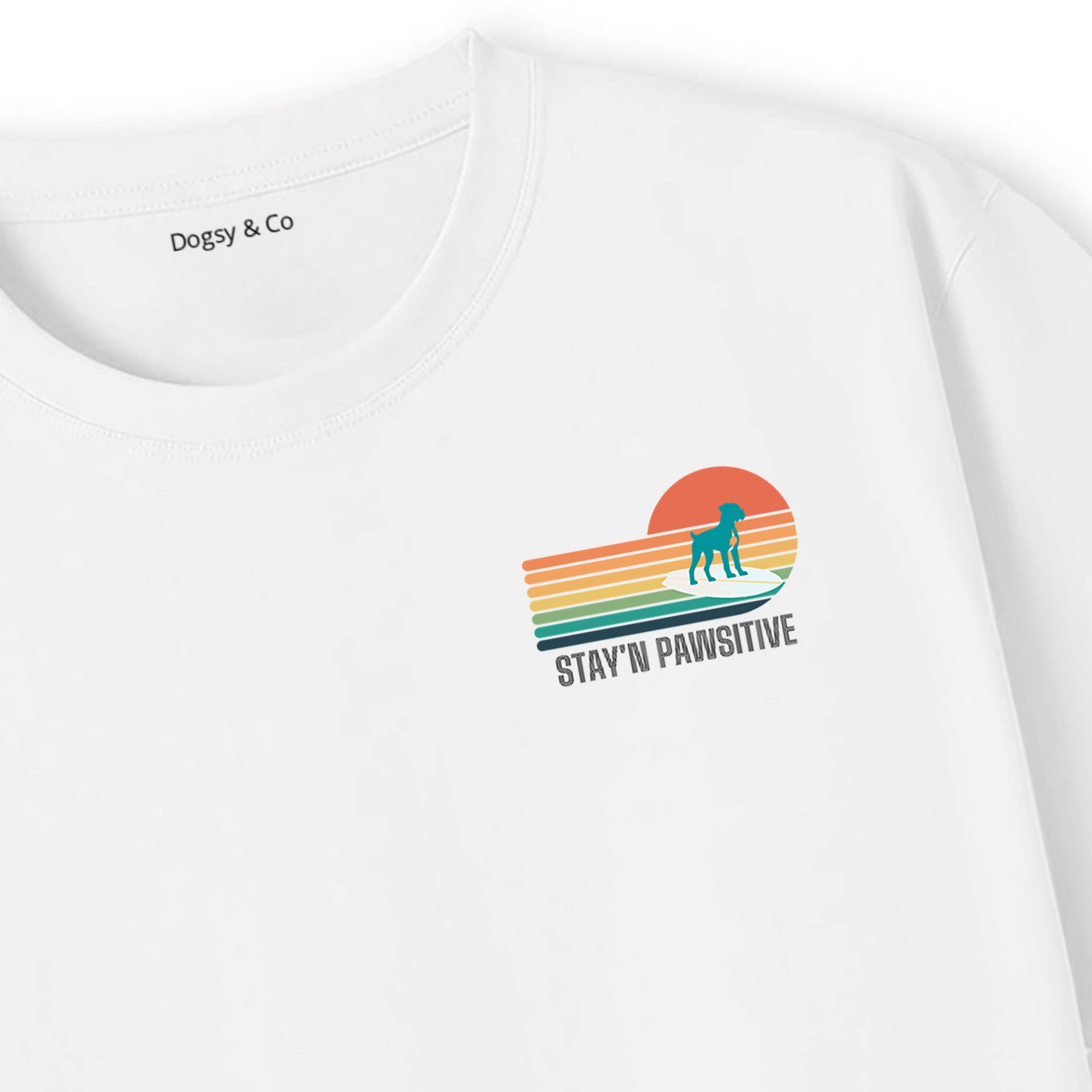 Boxer Stay'n Pawsitive Retro Surfer Dog T-Shirt | Dogsy & Co