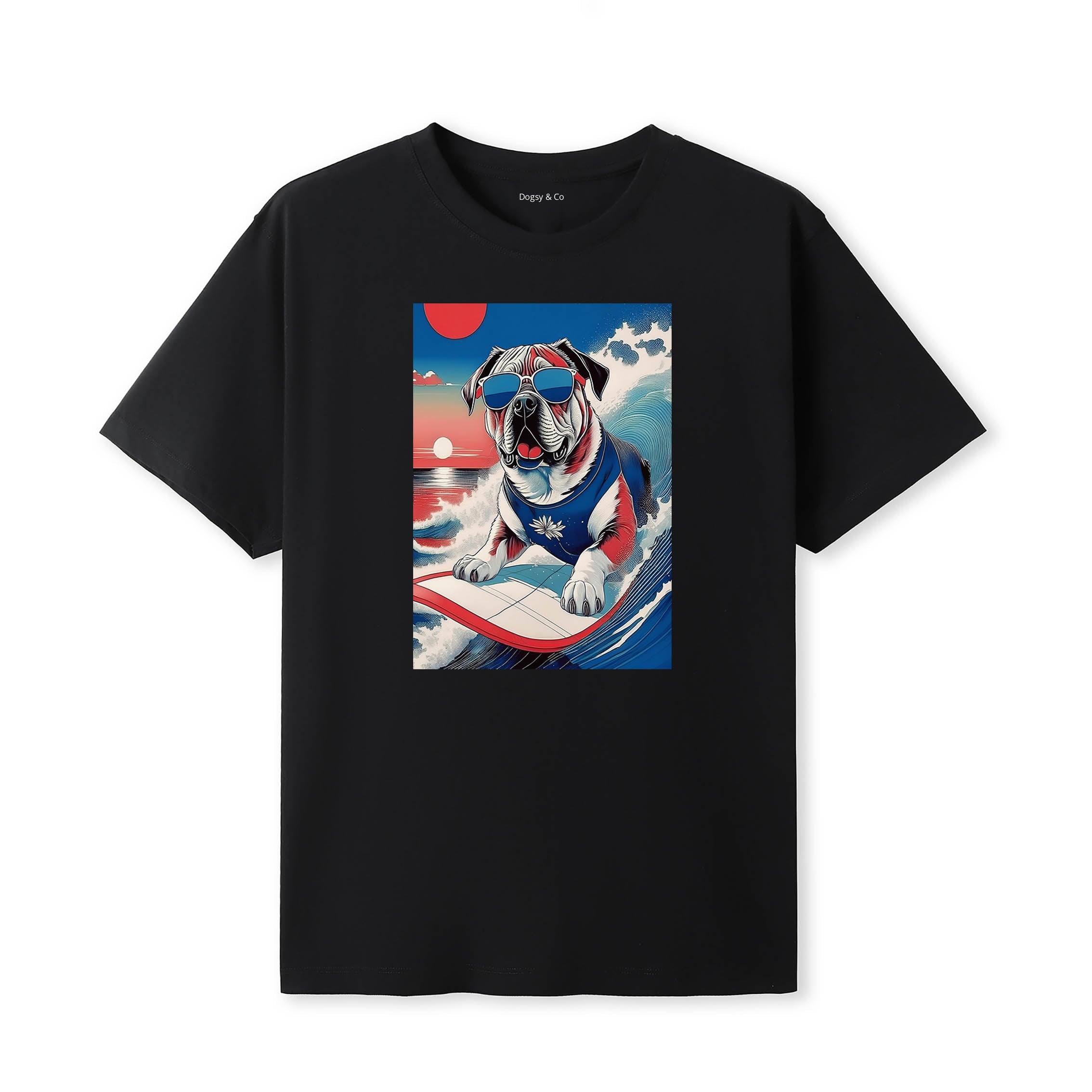 Bullmastiff Surfer Hokusai Dogs T-Shirt Artwork