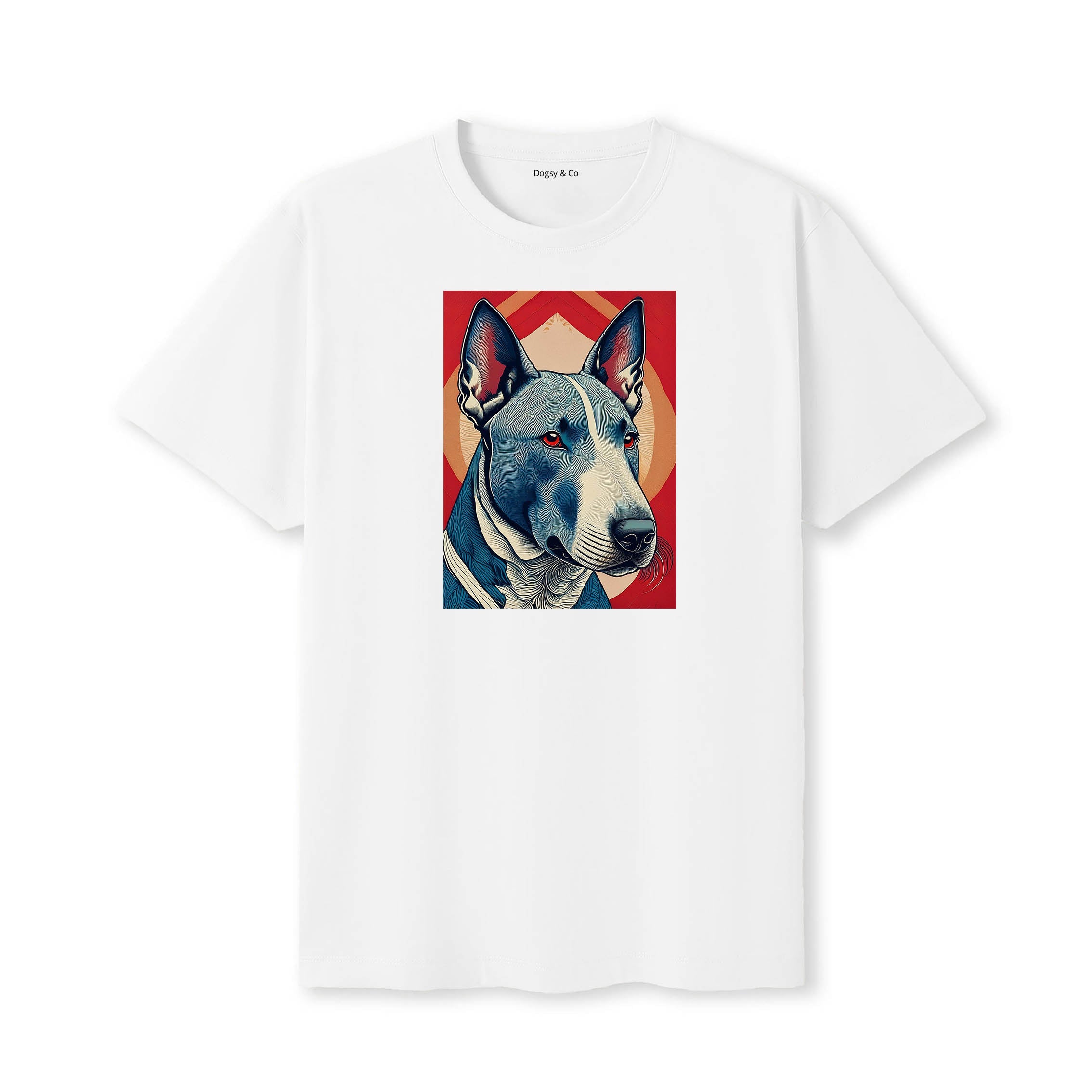 Bull Terrier Hokusai Dog Portrait T-Shirt V2 White