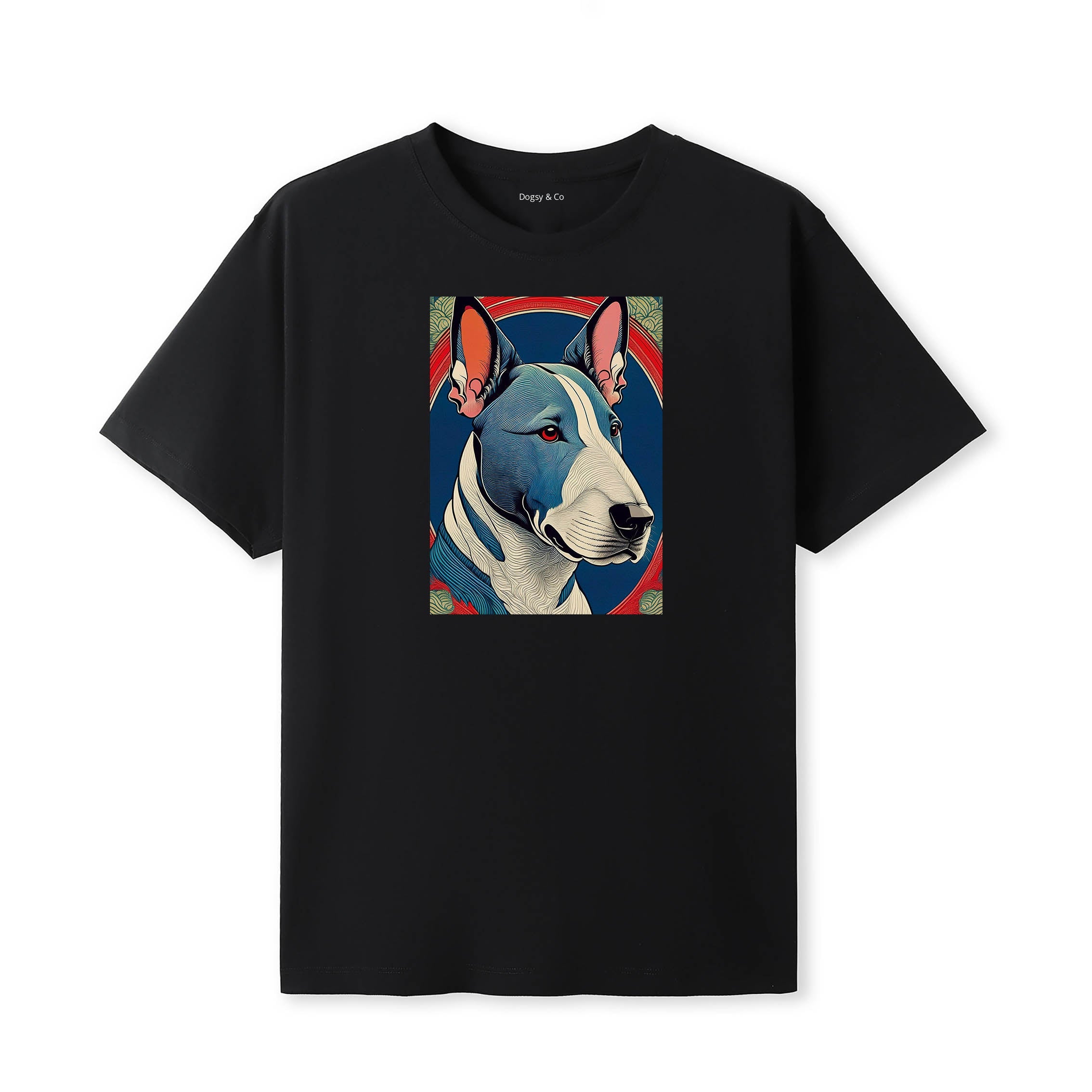 Bull Terrier Hokusai Dog Portrait T-Shirt V3 Black