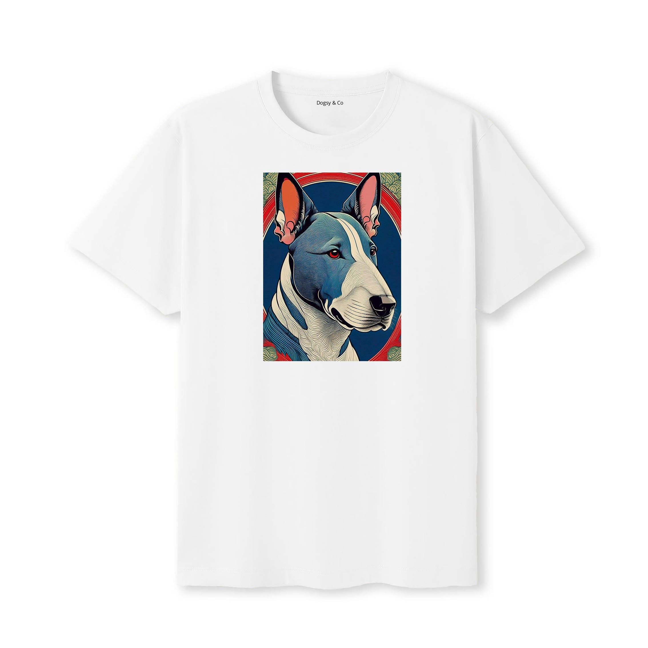 Bull Terrier Hokusai Dog Portrait T-Shirt V3 White