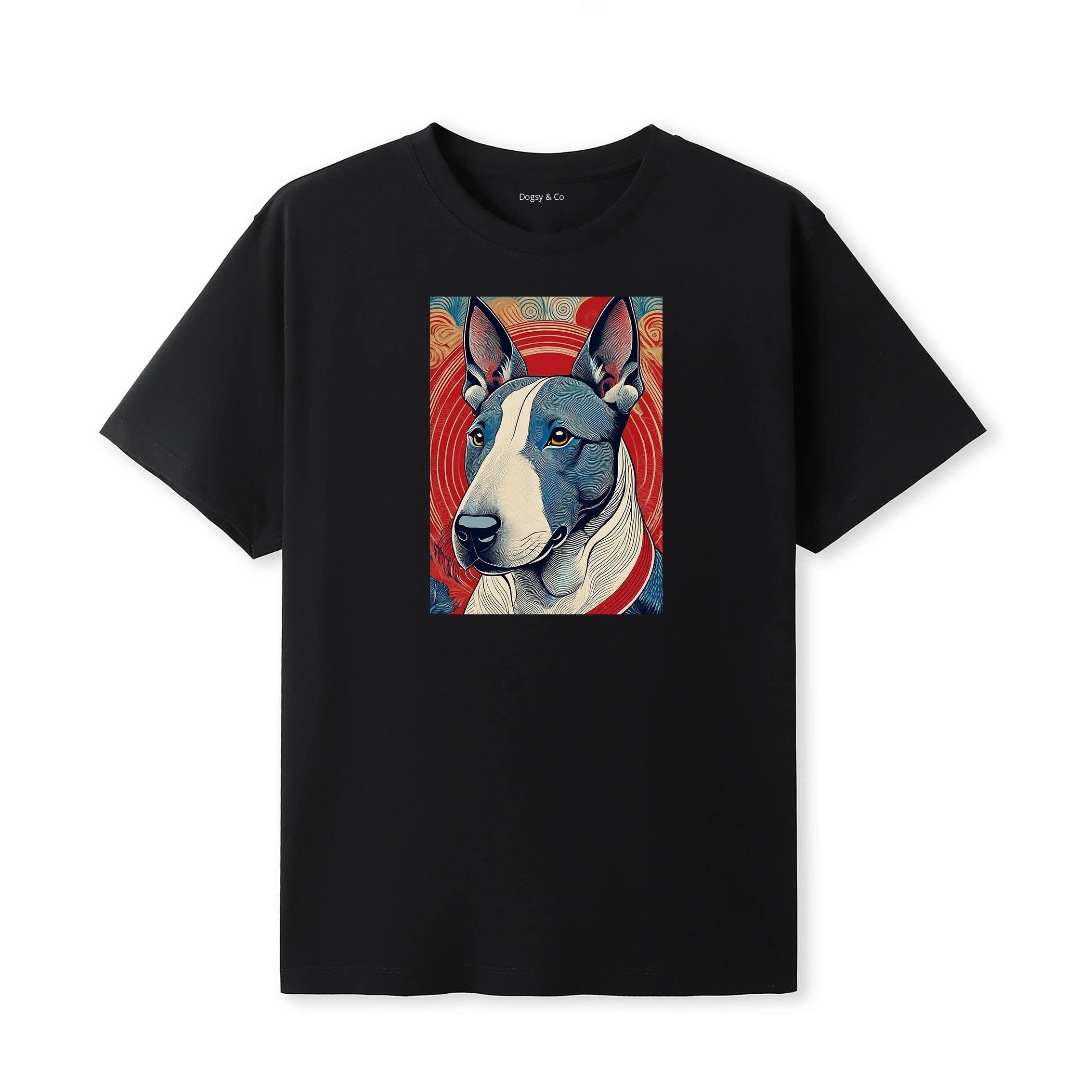 Bull Terrier Hokusai Dog Portrait T-Shirt V4 Black