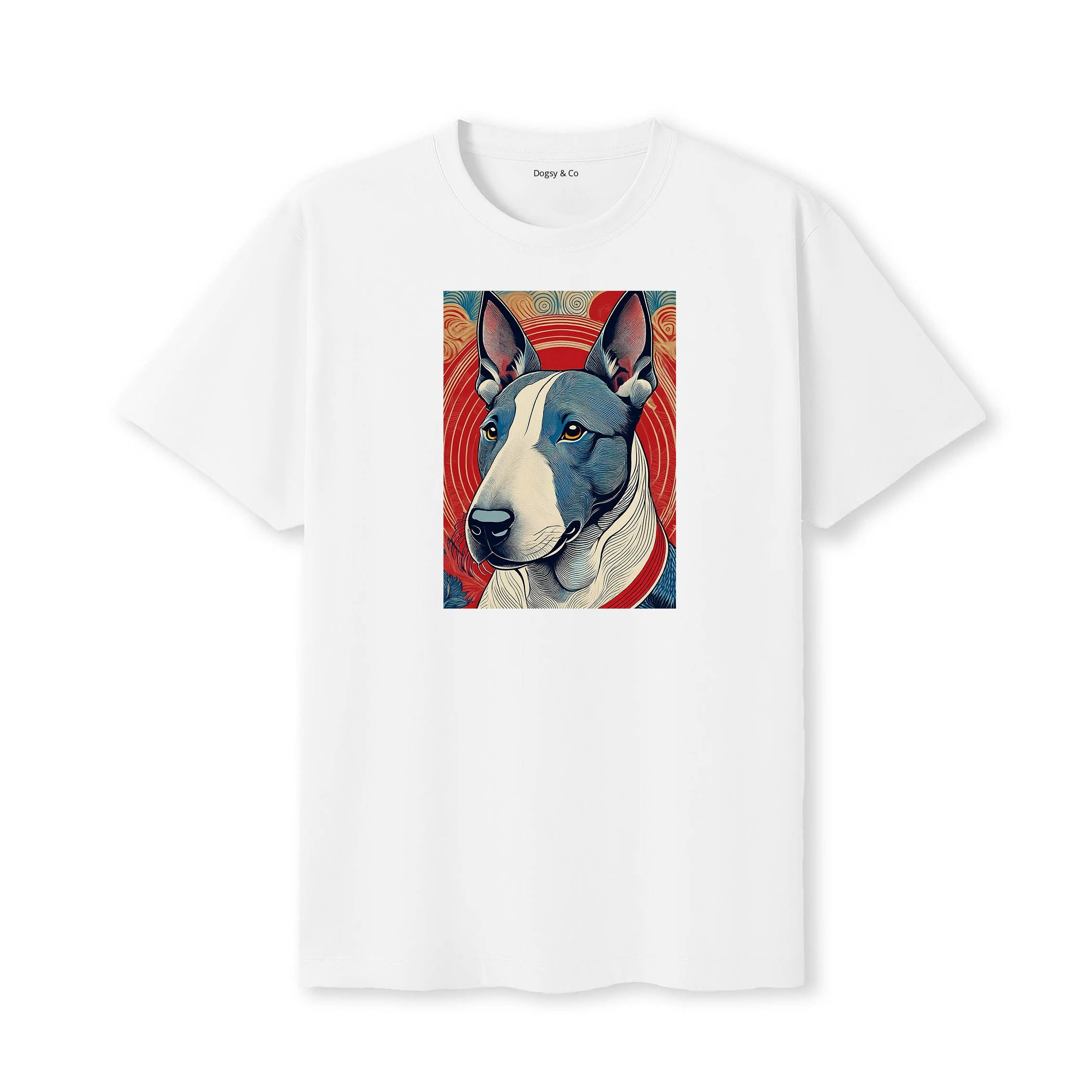 Bull Terrier Hokusai Dog Portrait T-Shirt V4 White
