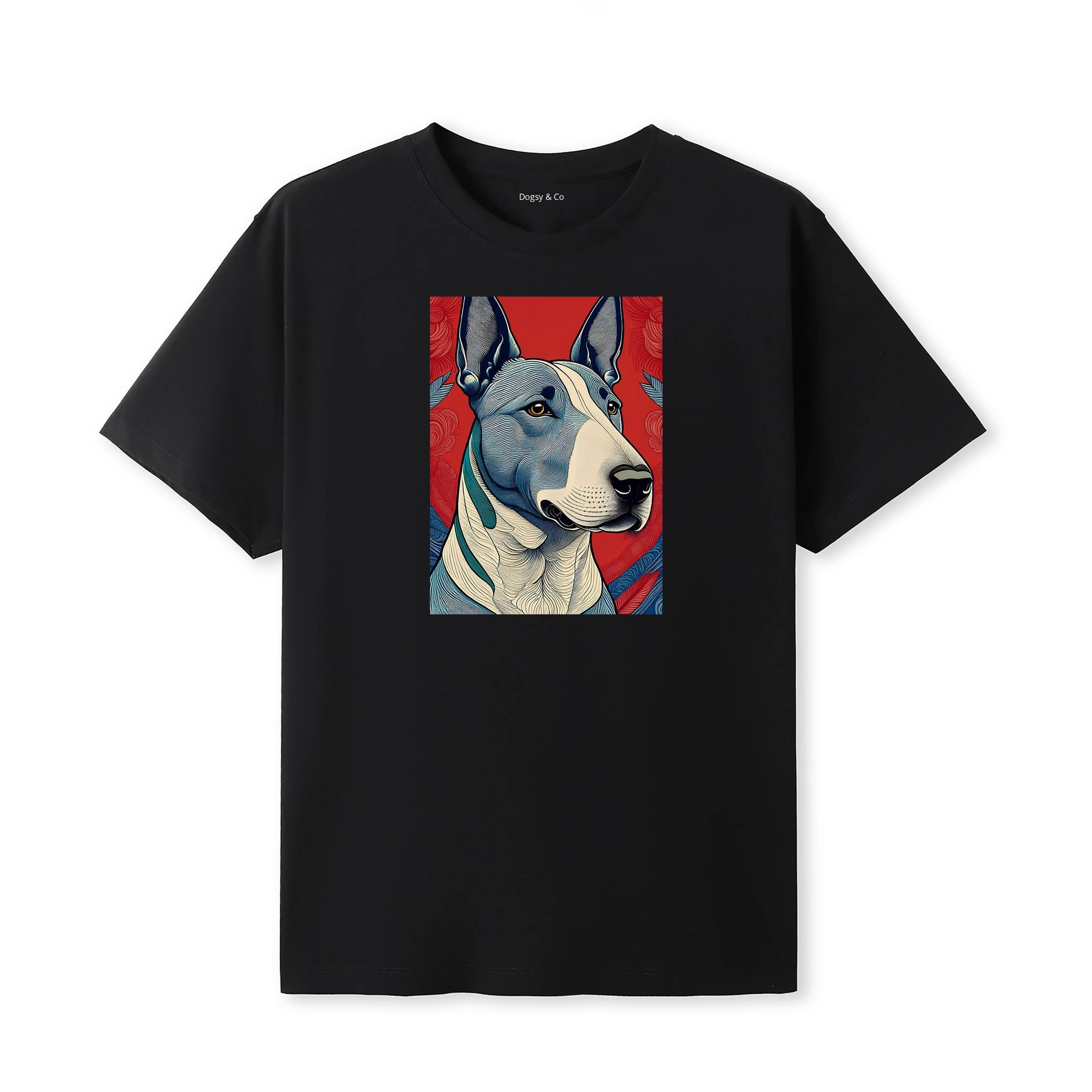 Bull Terrier Hokusai Dog Portrait T-Shirt V5 Black