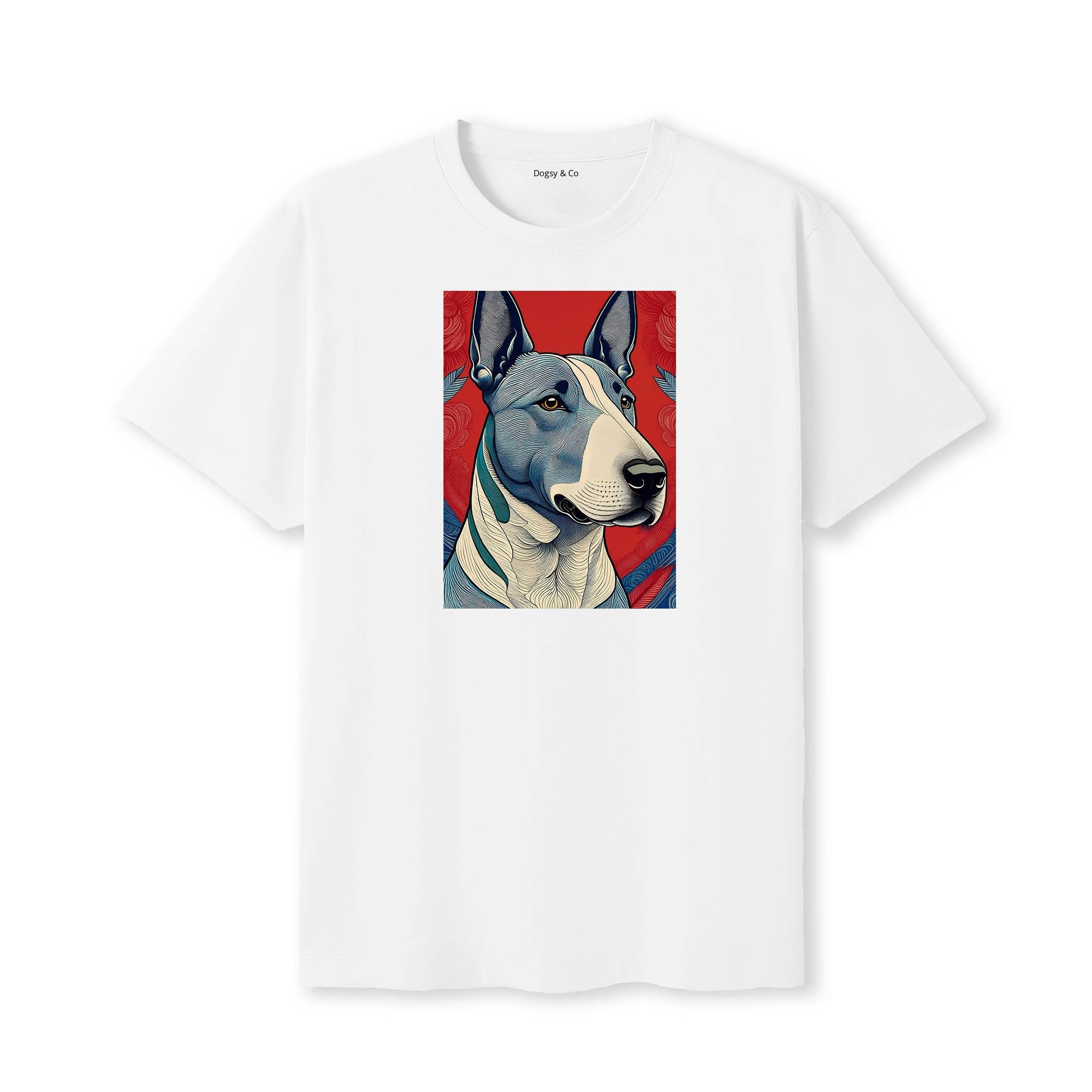 Bull Terrier Hokusai Dog Portrait T-Shirt V5 White