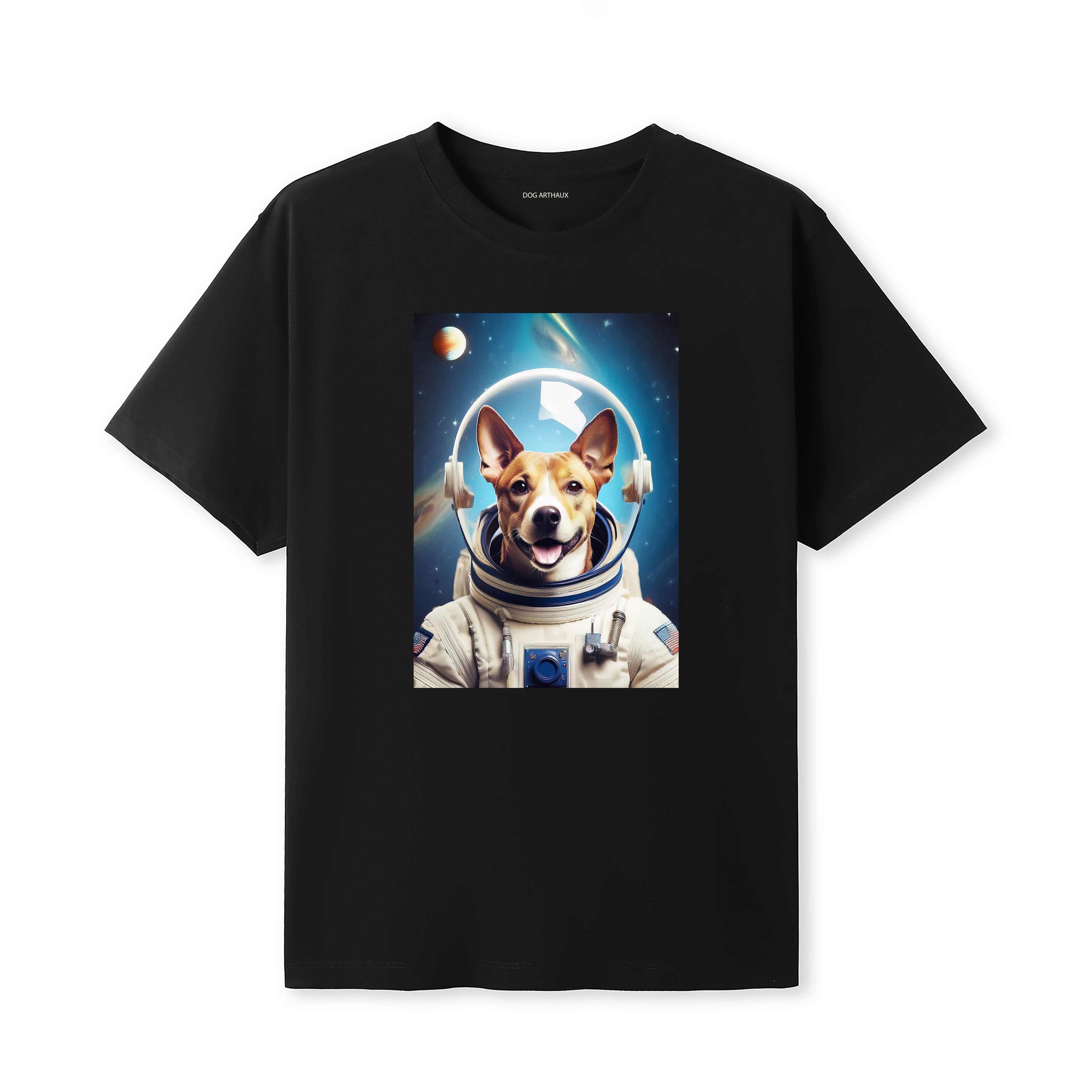 Basenji Astronaut Dog T-shirt - Black | Dogsy & Co