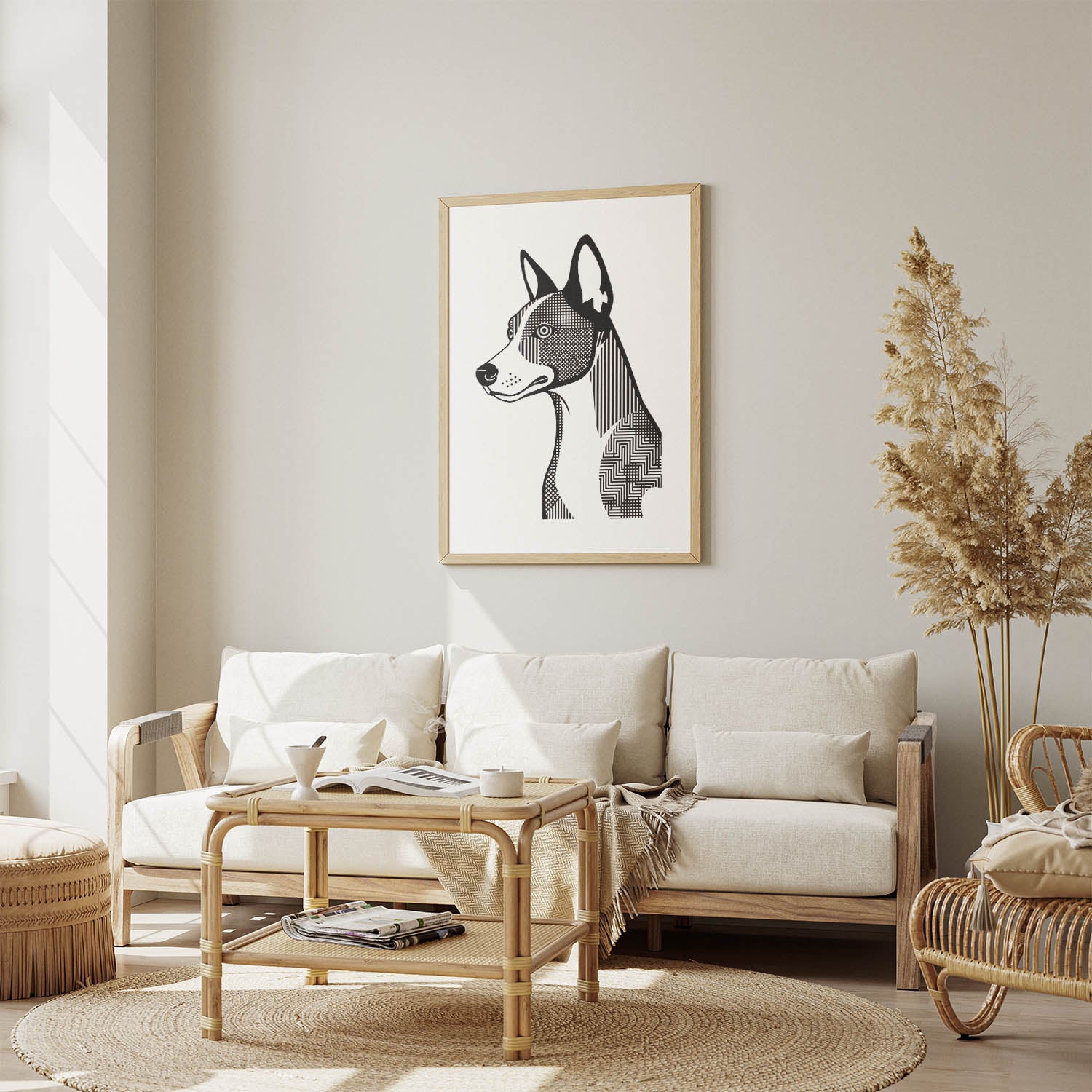 Basenji Geometric Line Art mockup