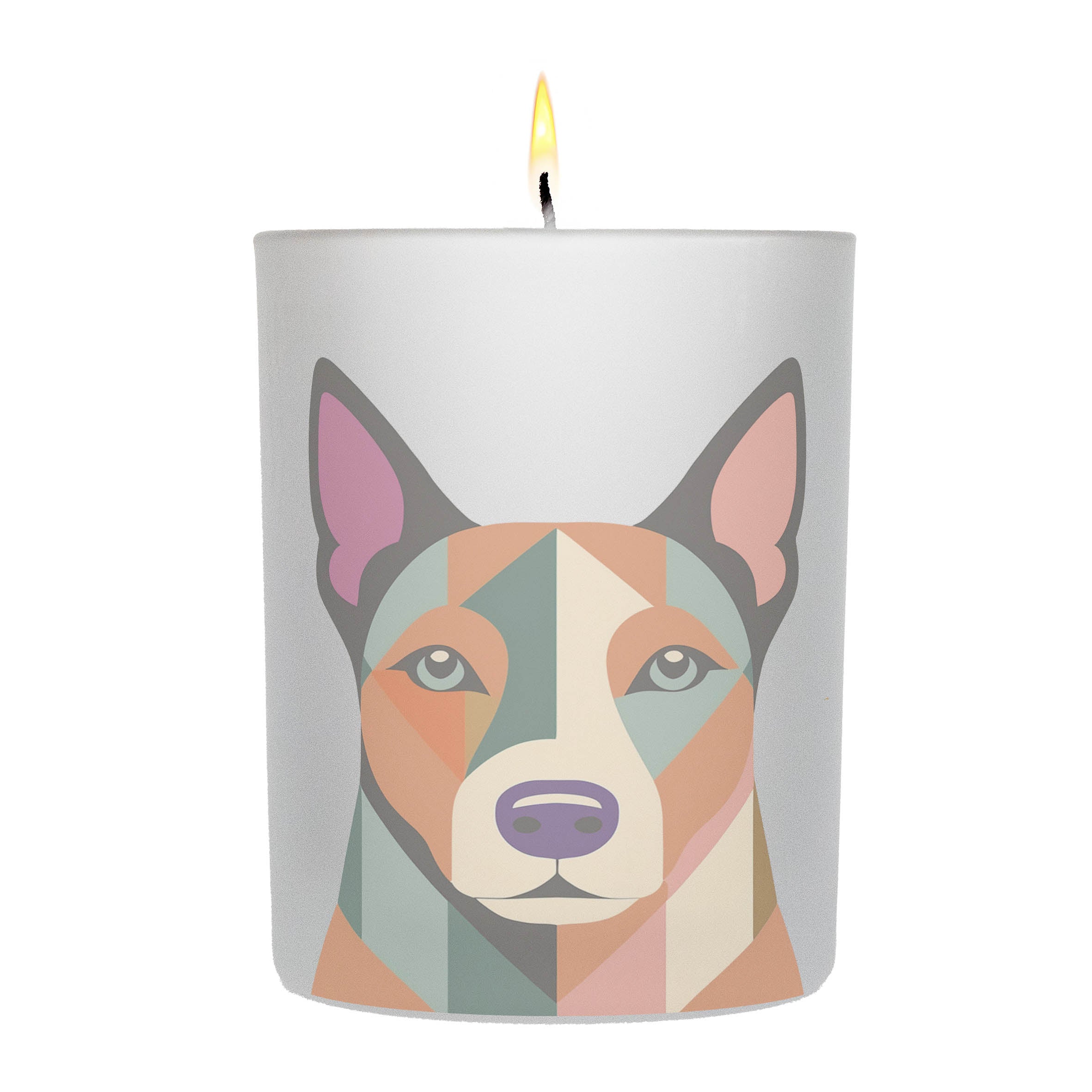 Basenji Graphic Retro Chic Frosted Candle