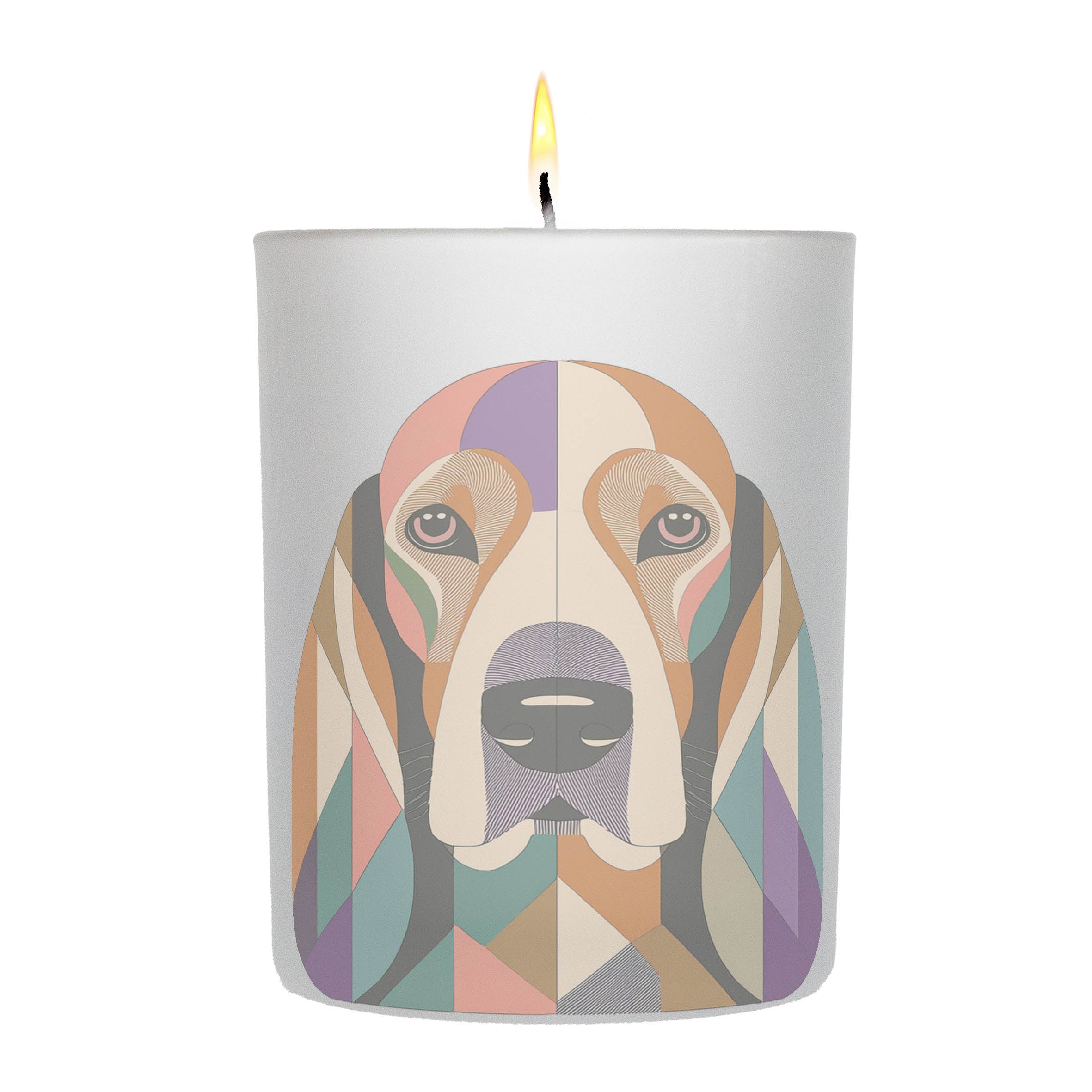Basset Hound Graphic Retro Chic Frosted Candle