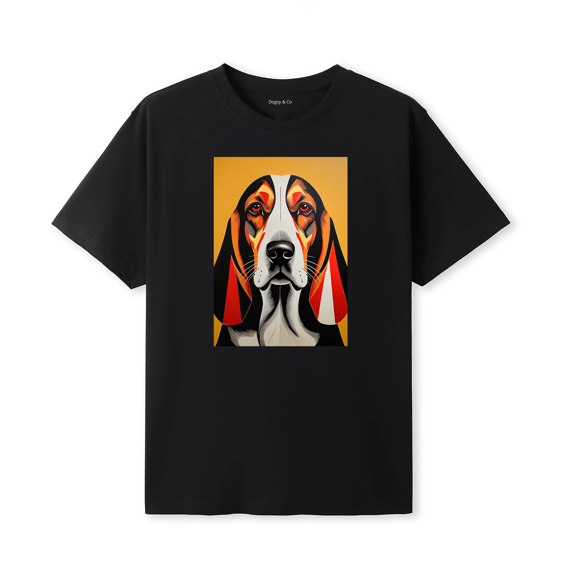 Basset Hound Retro Geo Orange Dog T-Shirt | Dogsy & Co
