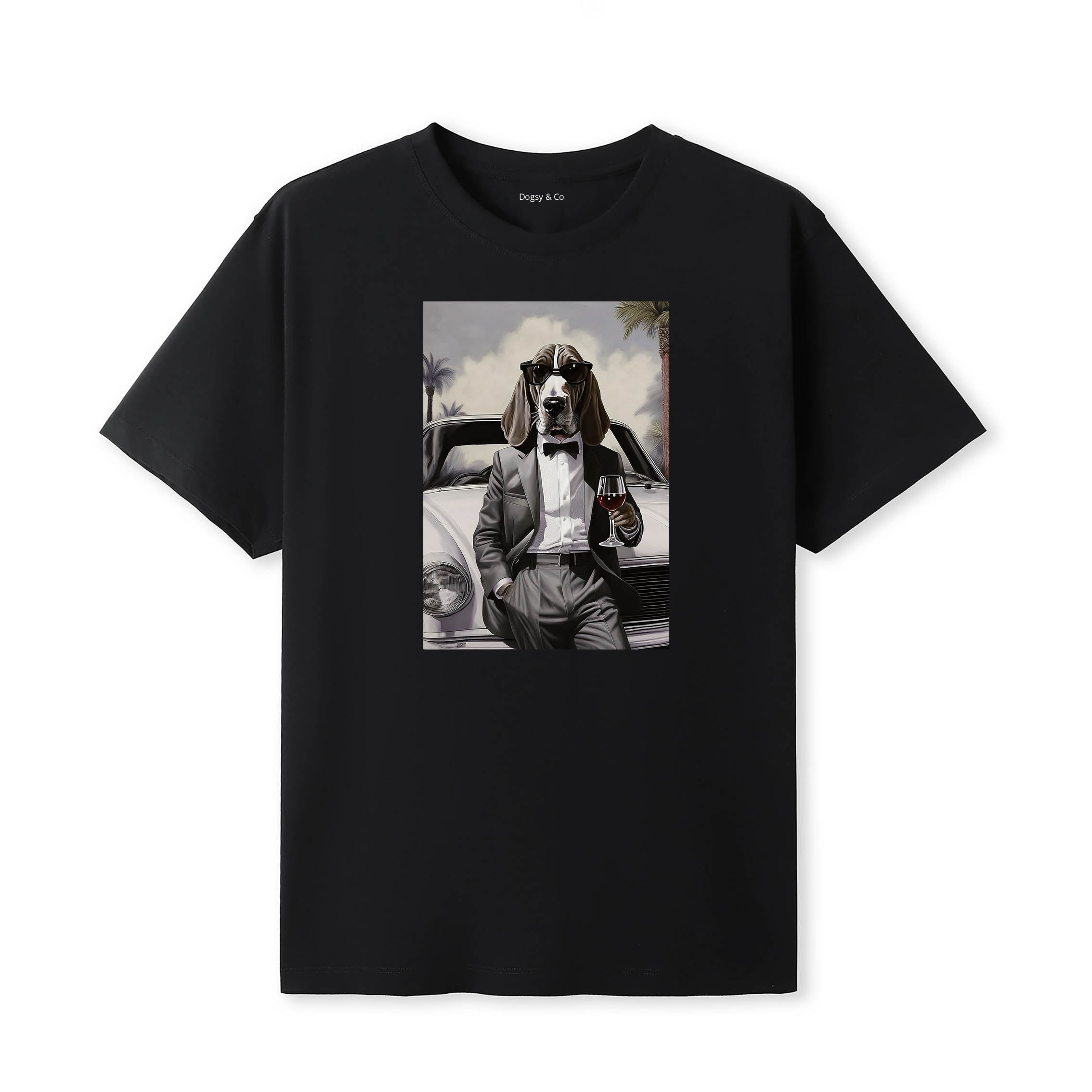 Basset Hound distinguished gentleman dog t-shirt - black
