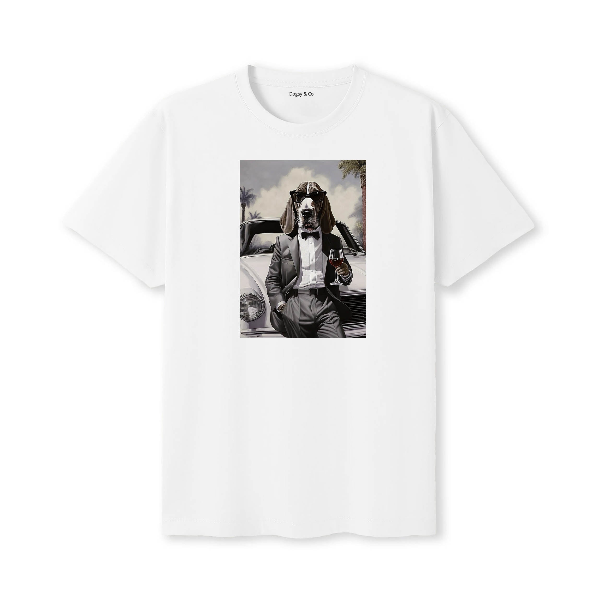 Basset Hound distinguished gentleman dog t-shirt - white