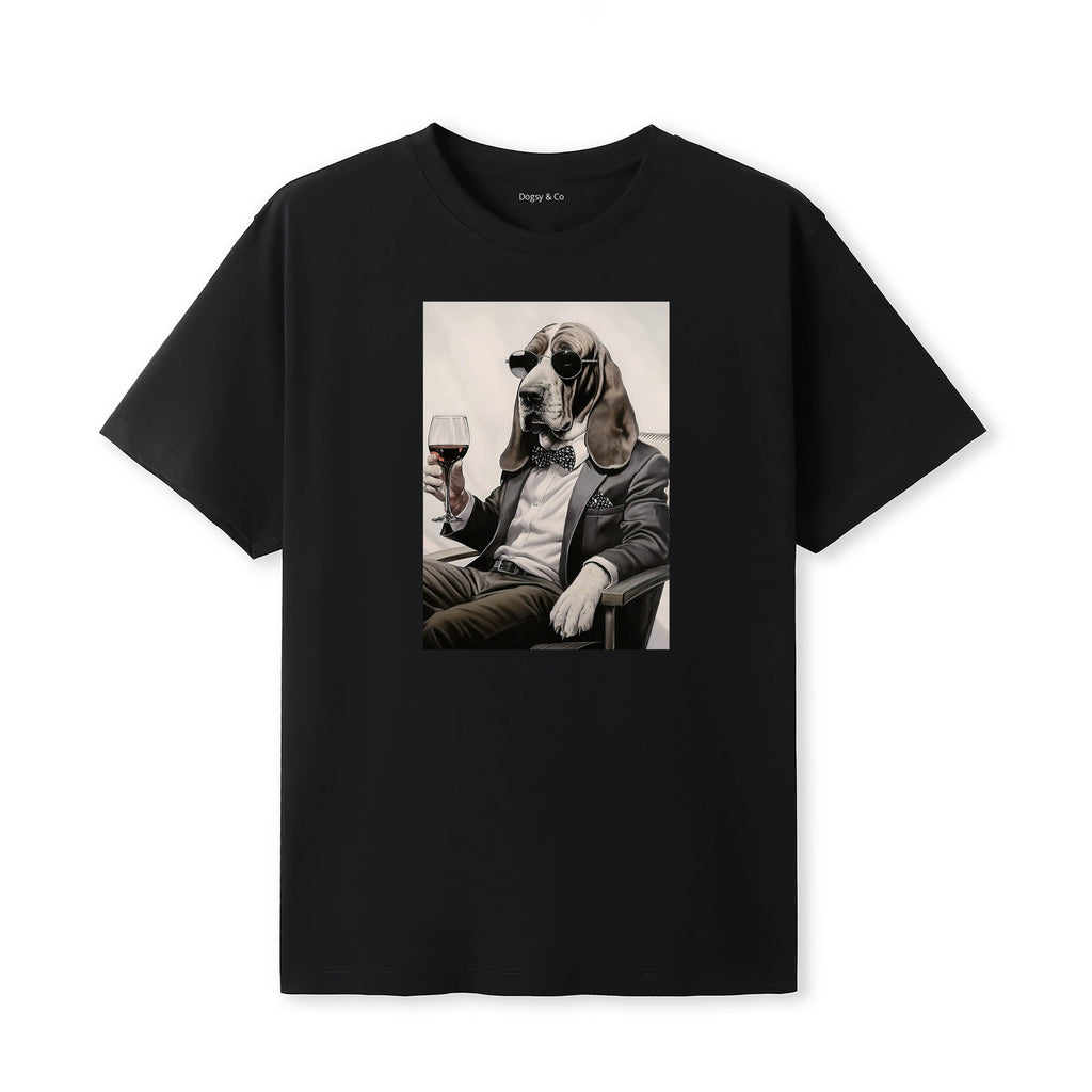 Basset Hound distinguished gentleman dog t-shirt - black
