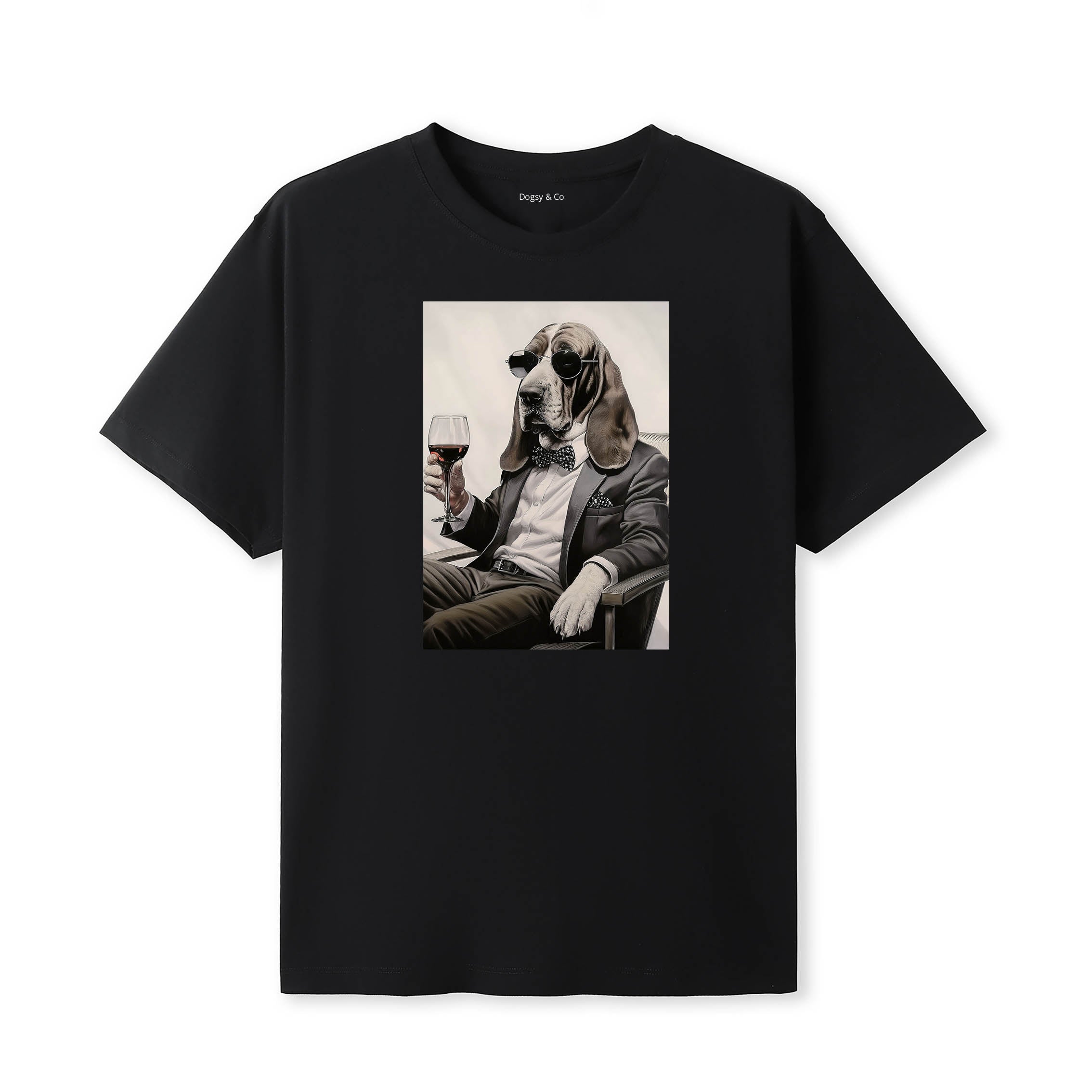 Basset Hound distinguished gentleman dog t-shirt - black
