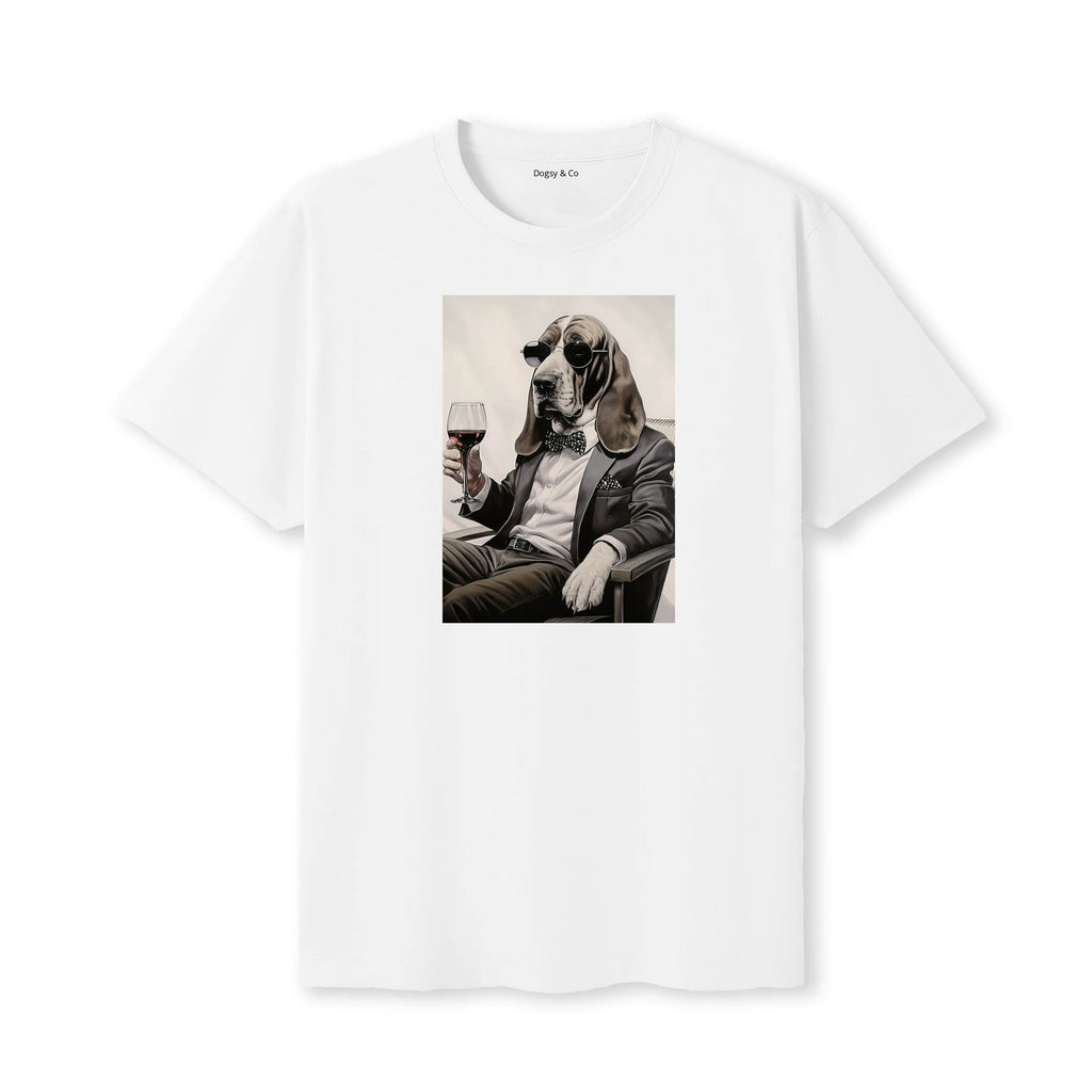 Basset Hound distinguished gentleman dog t-shirt - white