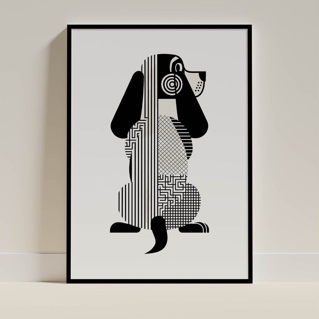 Basset Hound Geometric Line Art mockup