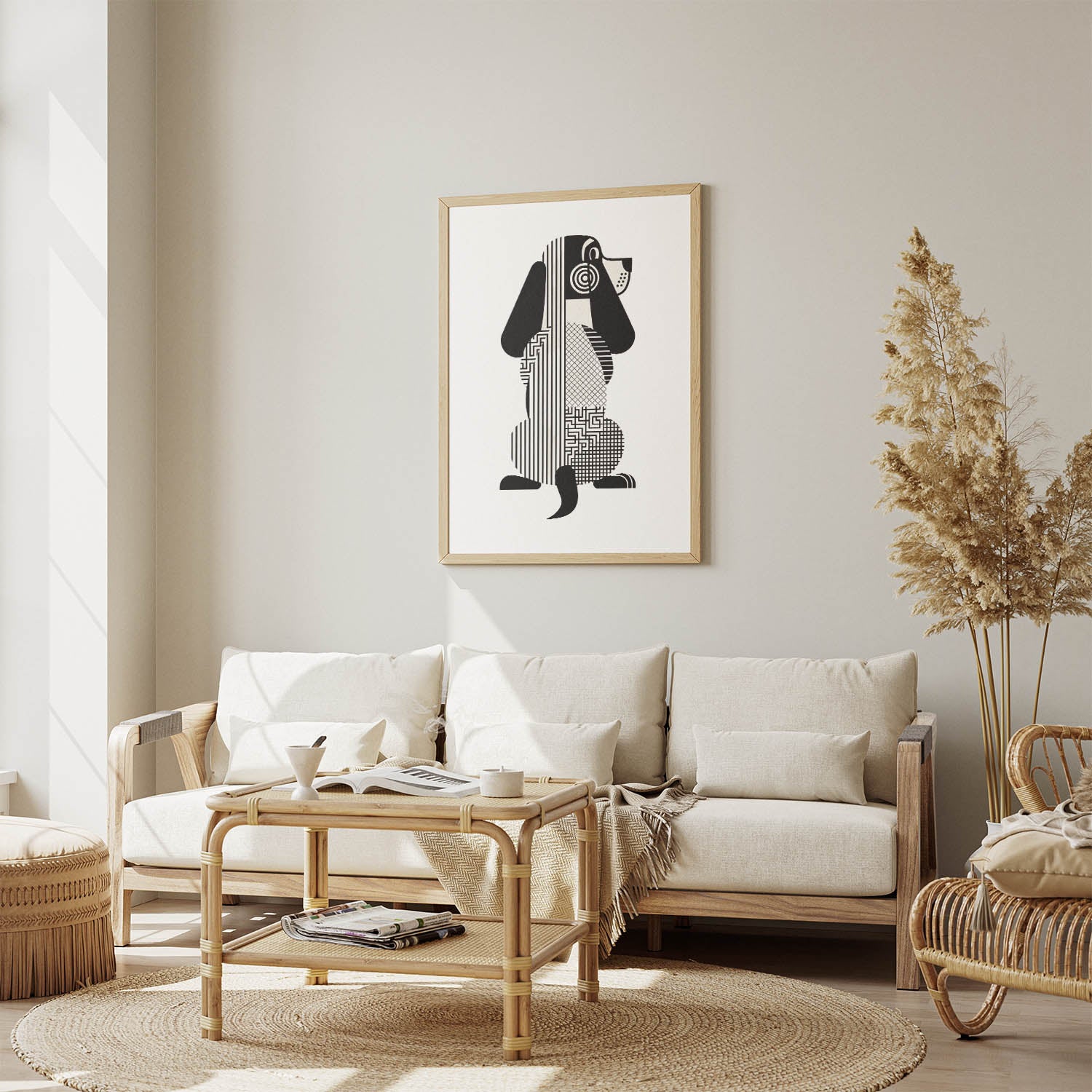 Basset Hound Geometric Line Art mockup