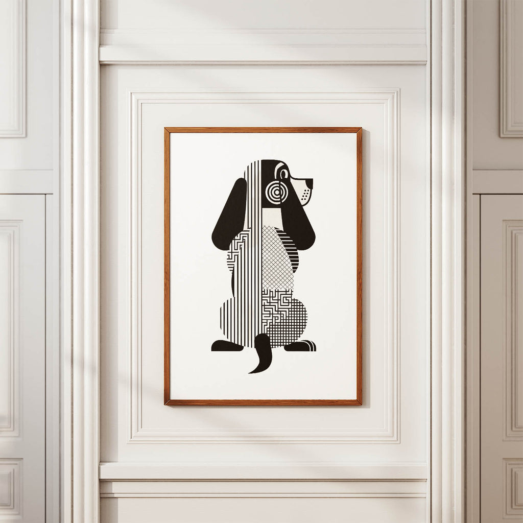 Basset Hound Geometric Line Art mockup