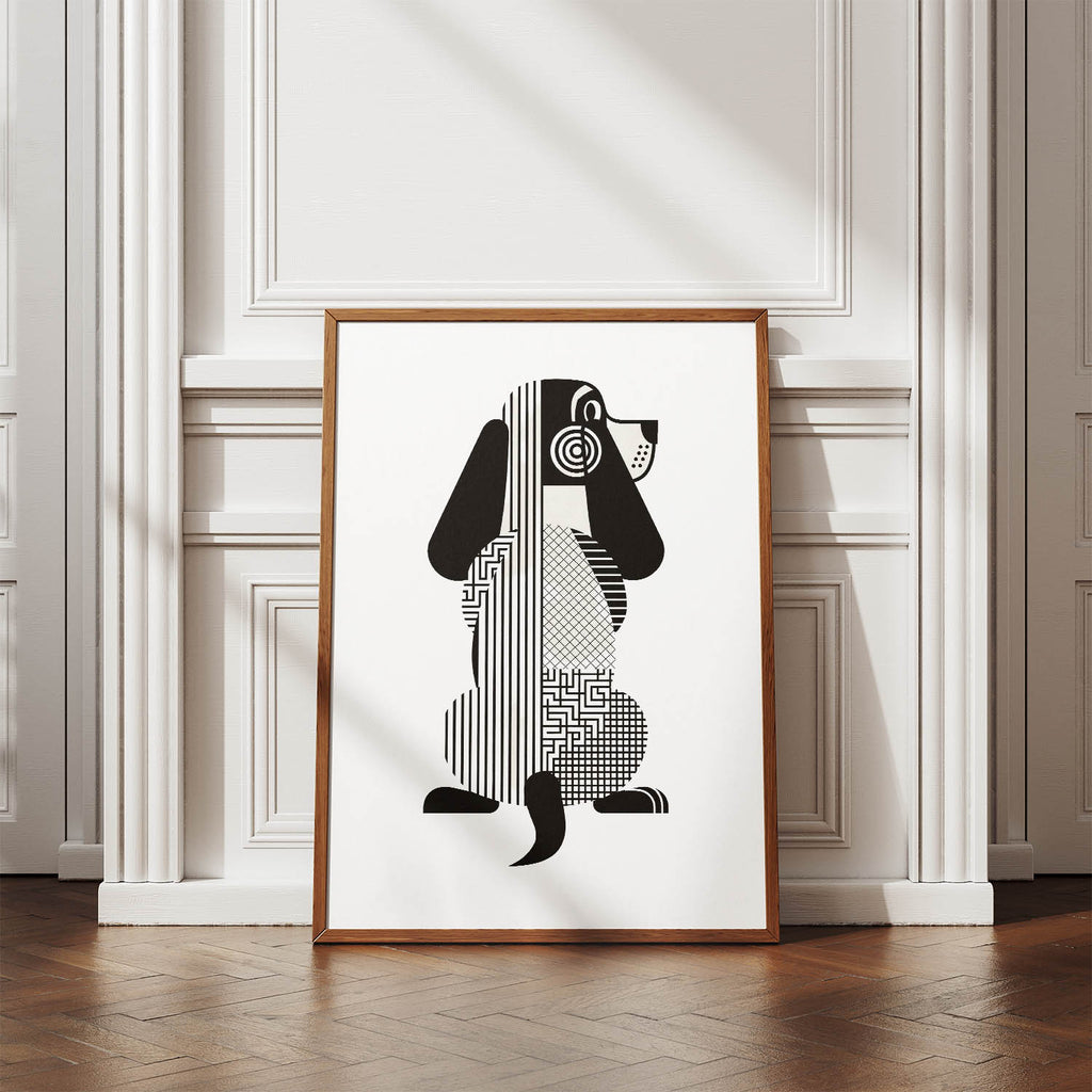 Basset Hound Geometric Line Art mockup