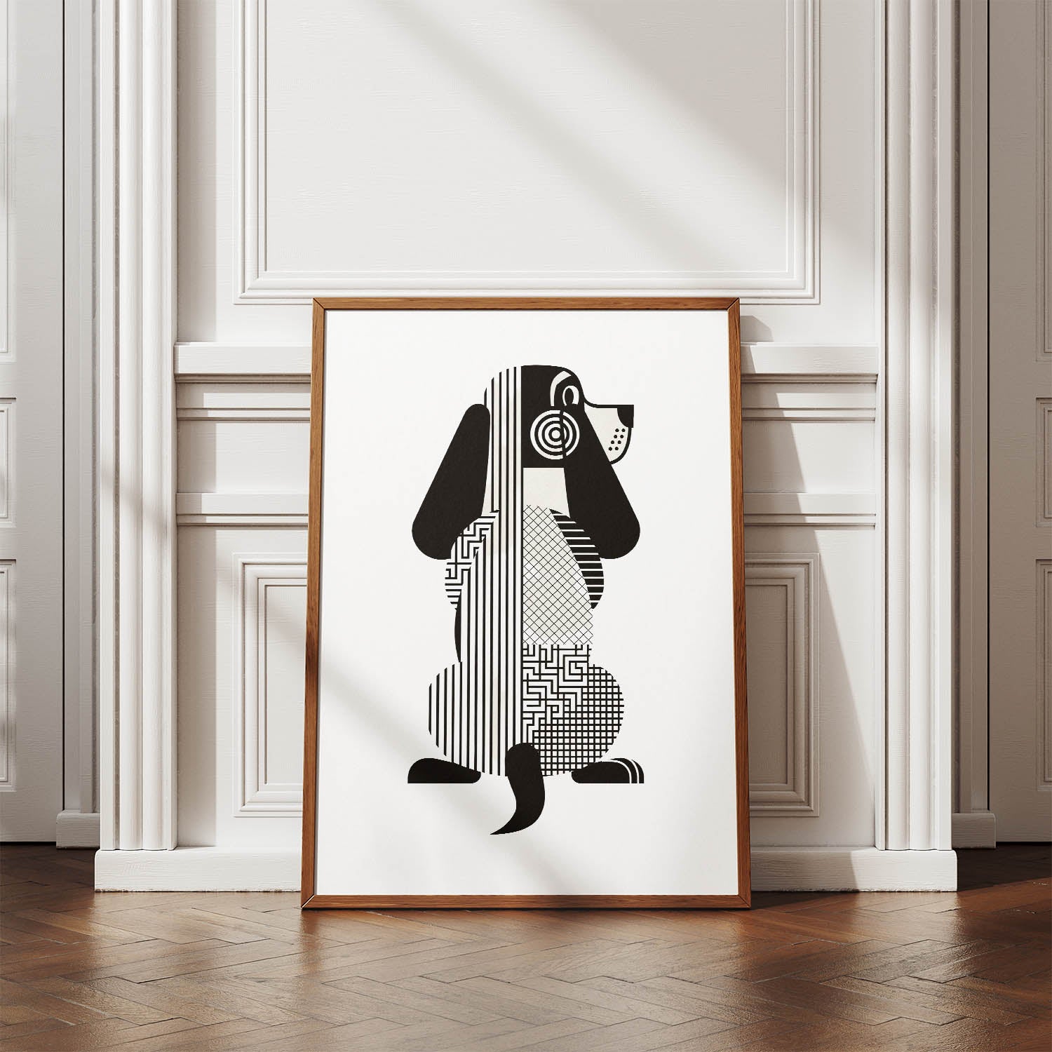 Basset Hound Geometric Line Art mockup