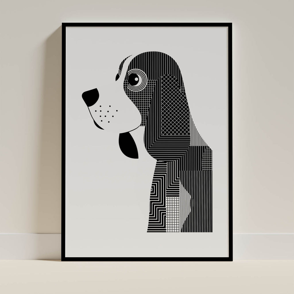 Basset Hound Geometric Line Art mockup