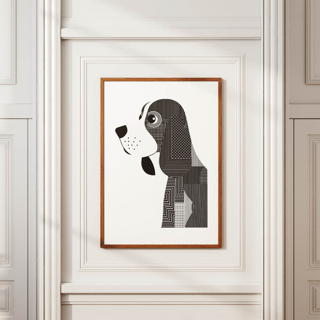 Basset Hound Geometric Line Art mockup