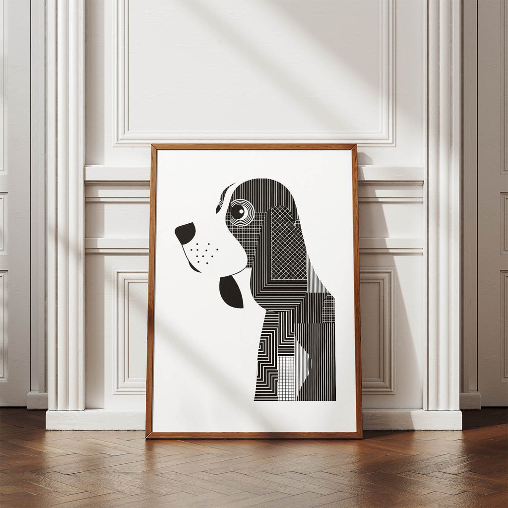 Basset Hound Geometric Line Art mockup