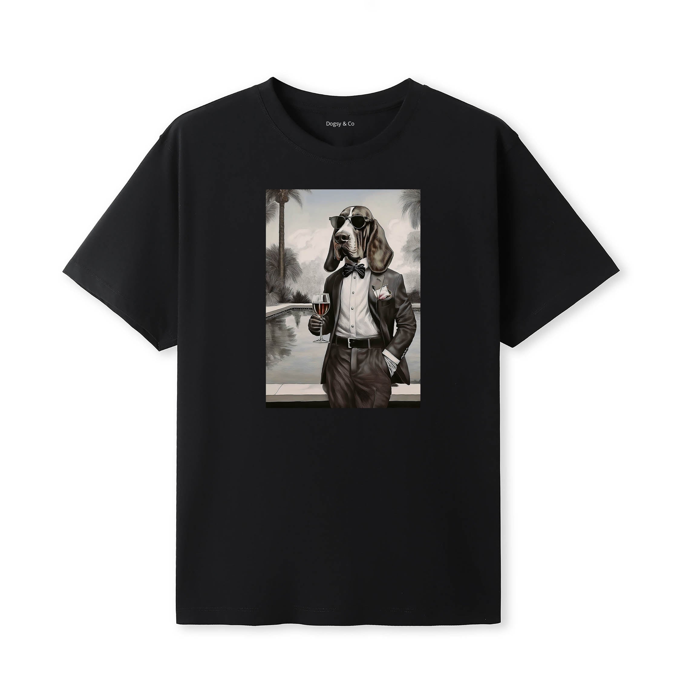 Basset Hound distinguished gentleman dog t-shirt - black