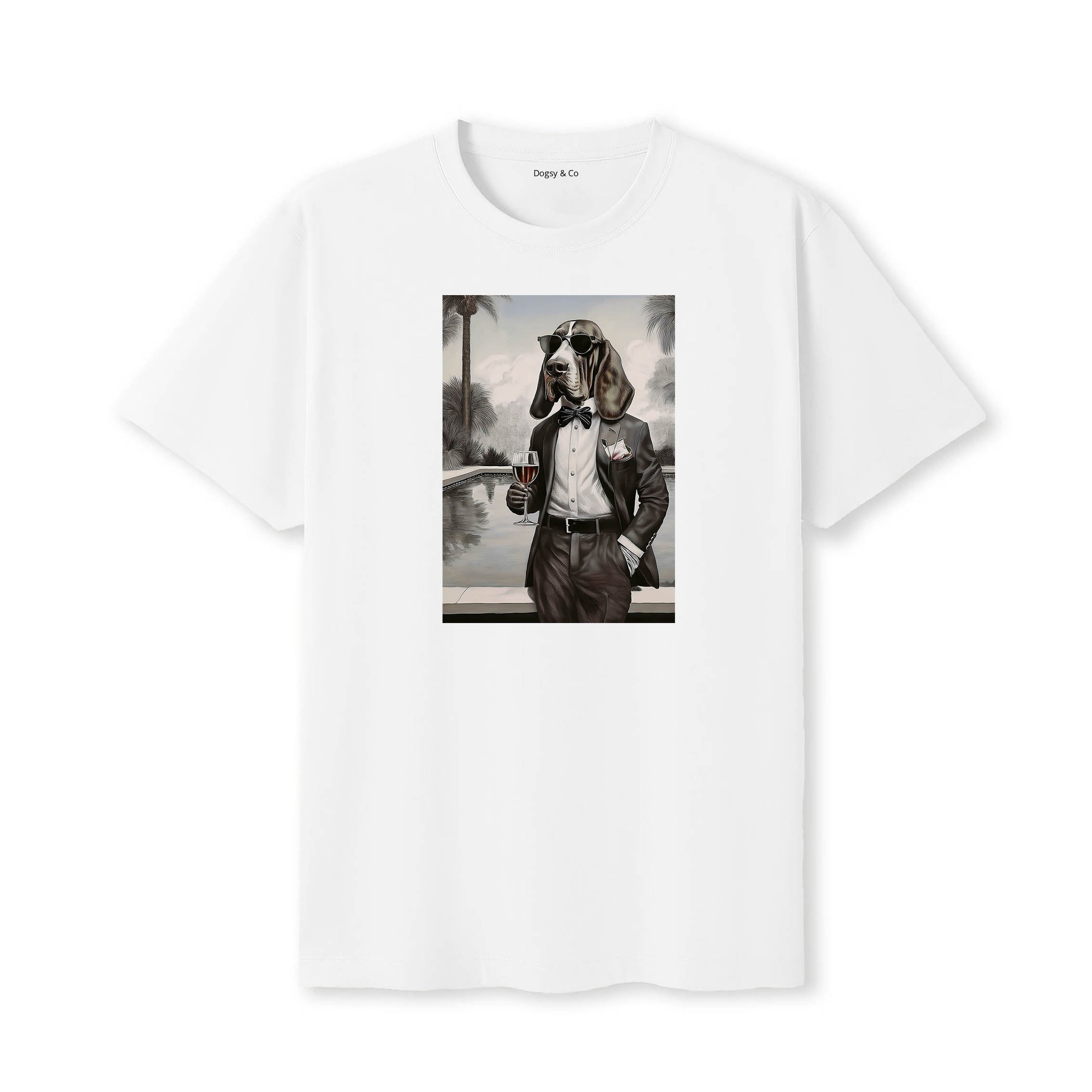 Basset Hound distinguished gentleman dog t-shirt - white