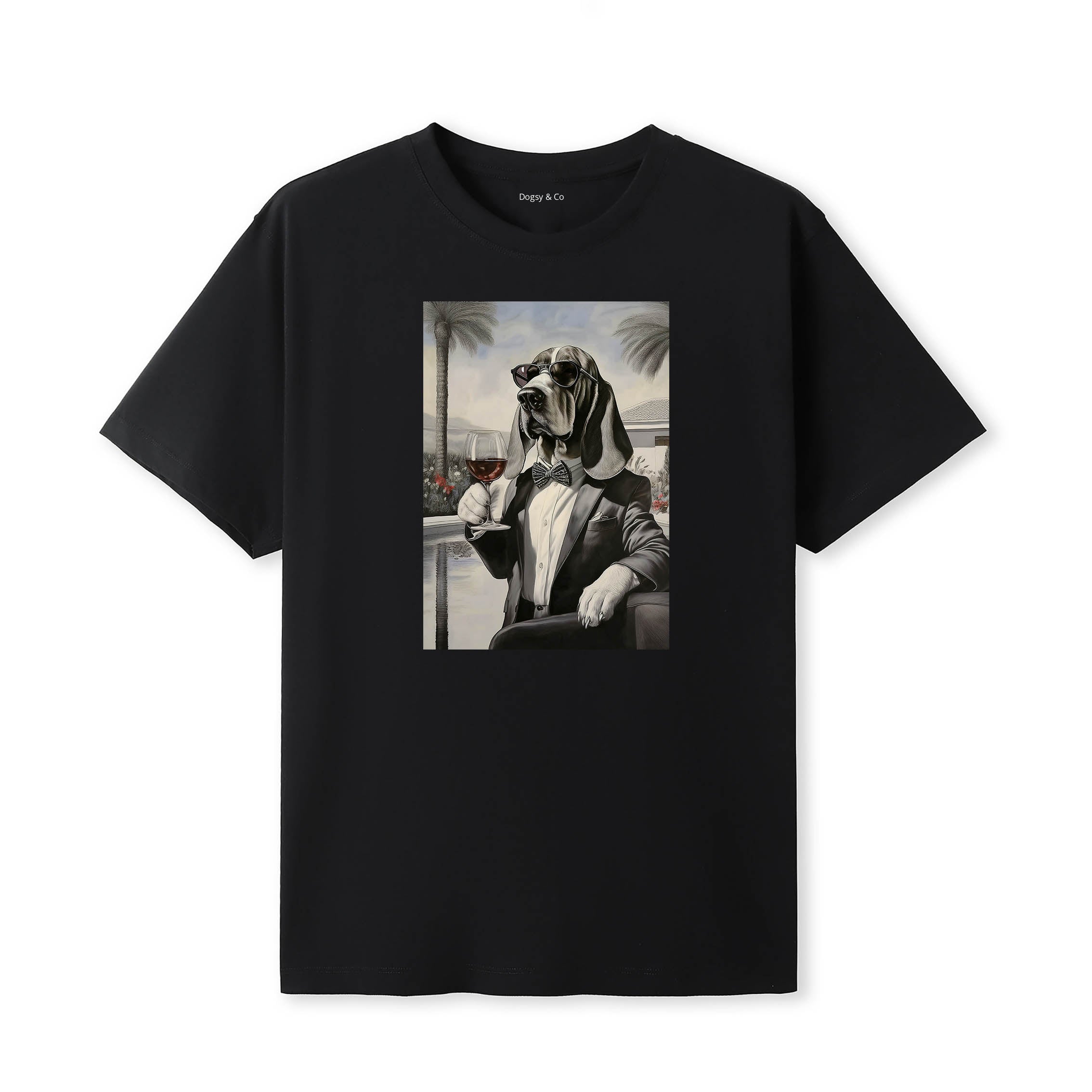 Basset Hound distinguished gentleman dog t-shirt - black