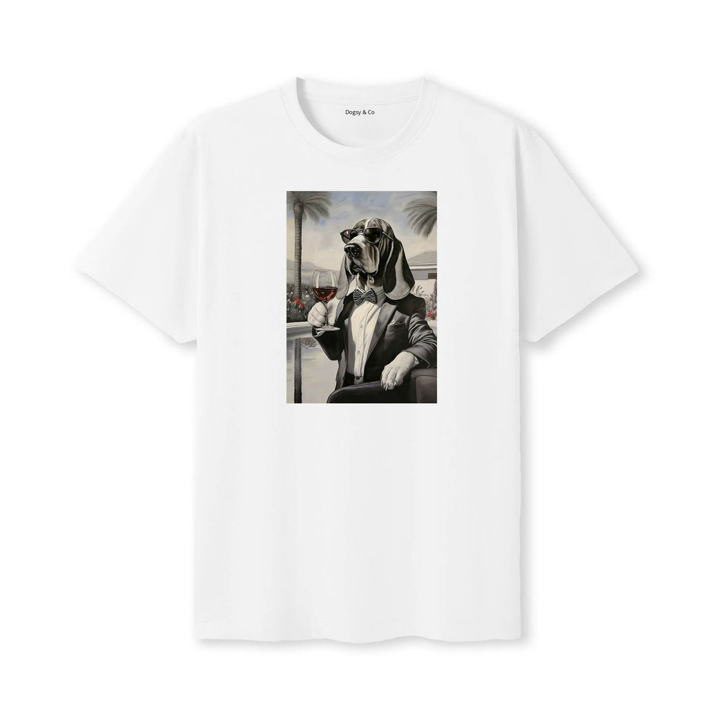 Basset Hound distinguished gentleman dog t-shirt - white