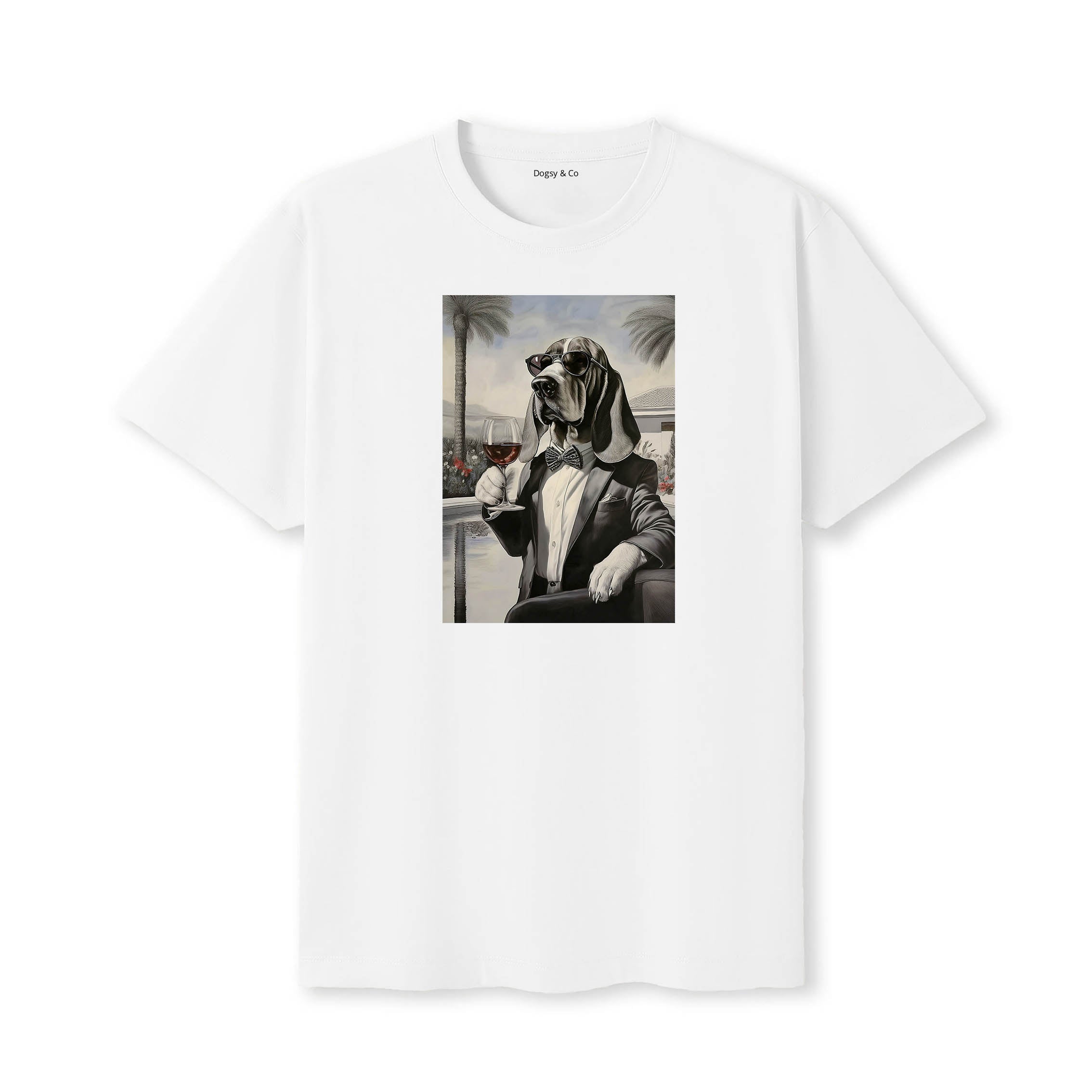 Basset Hound distinguished gentleman dog t-shirt - white