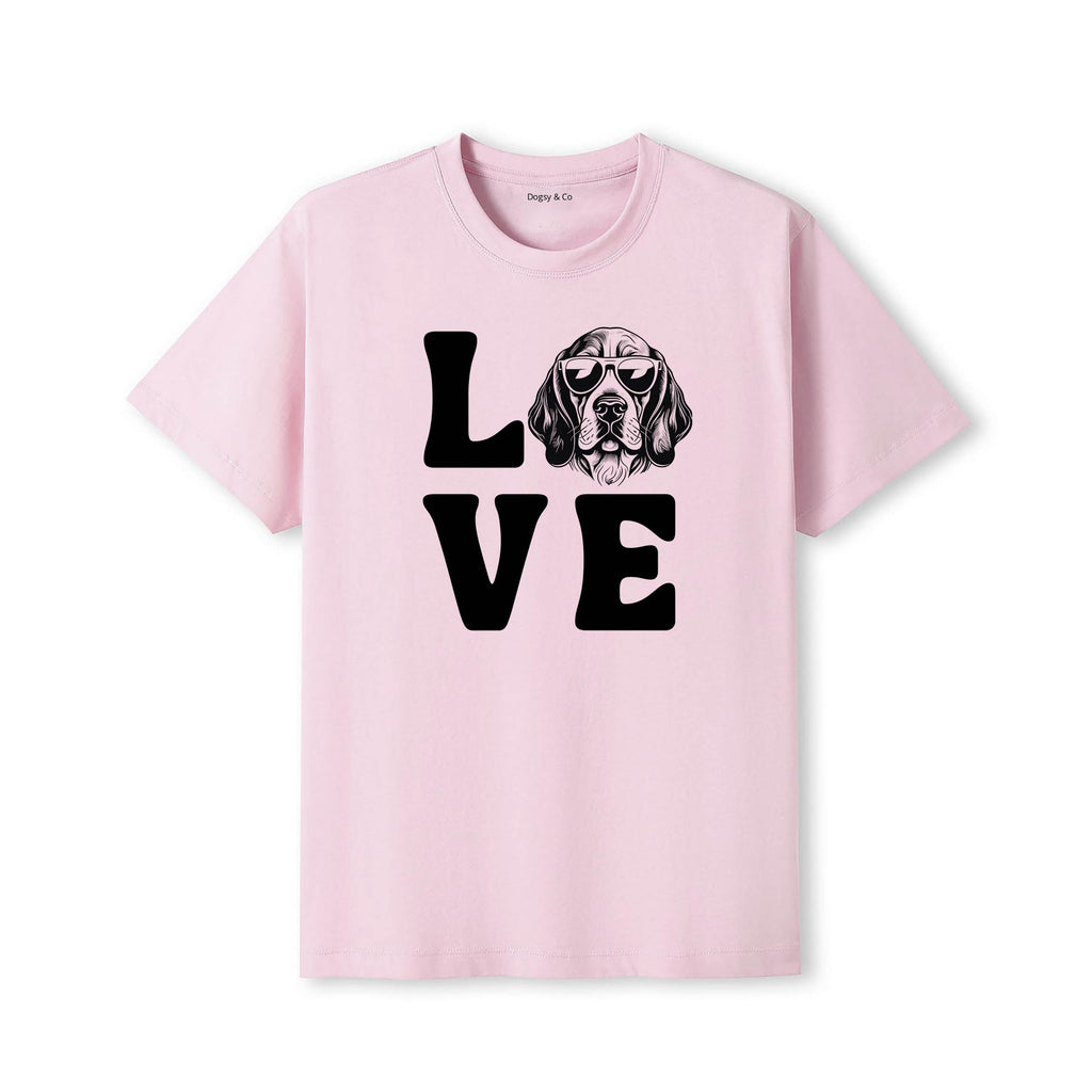 Basset Hound LOVE DOGS Tshirt - Pink