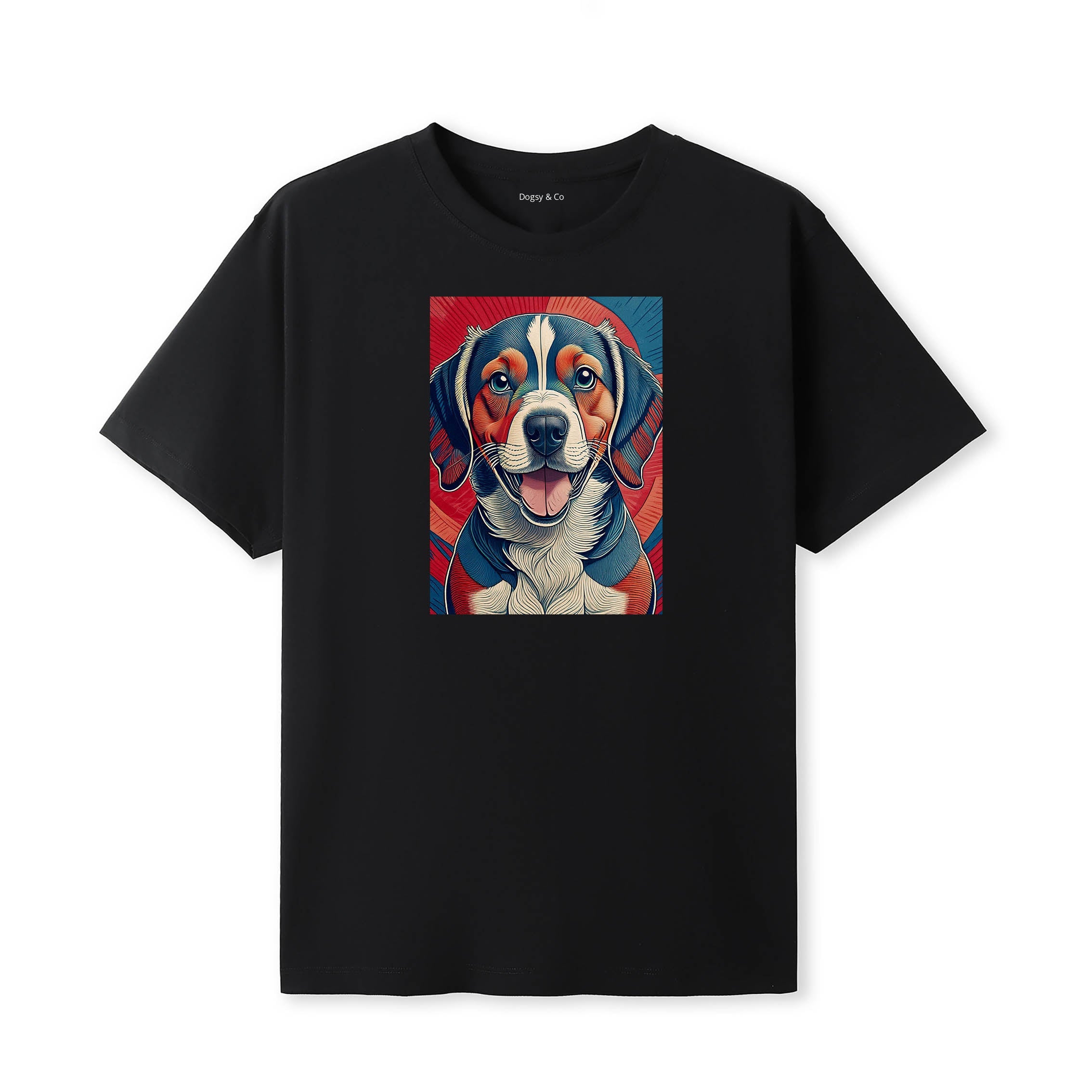 Beagle Hokusai Dog Portrait T-Shirt Black