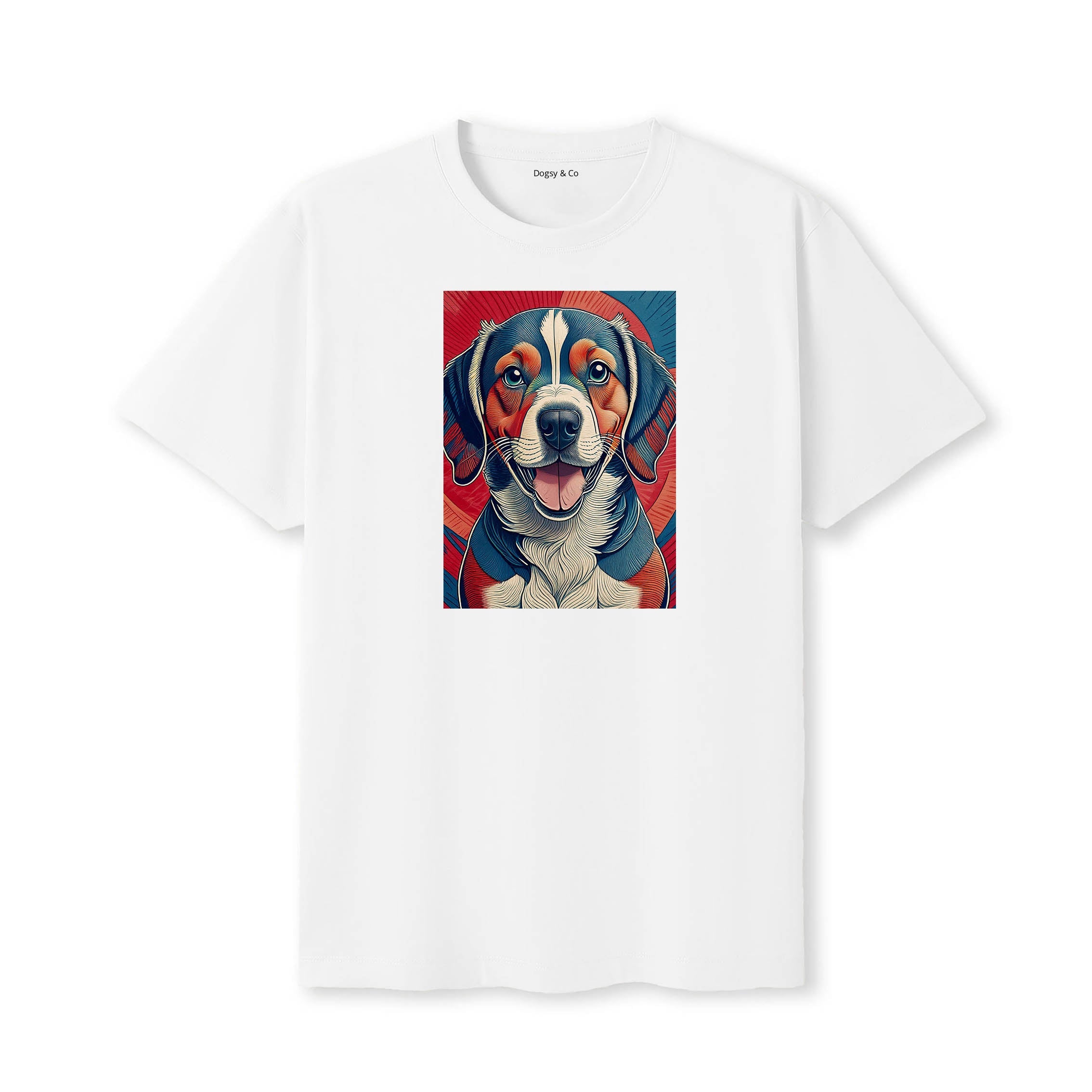 Beagle Hokusai Dog Portrait T-Shirt White