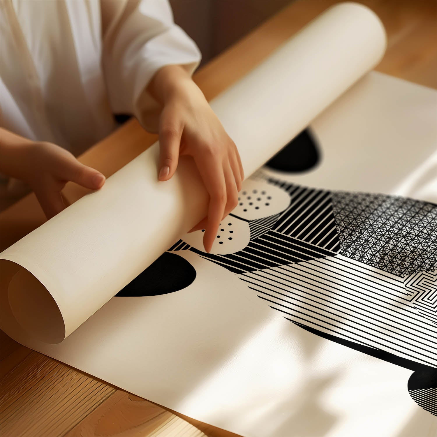 Beagle Geometric Line Art Print - Framed Mockup