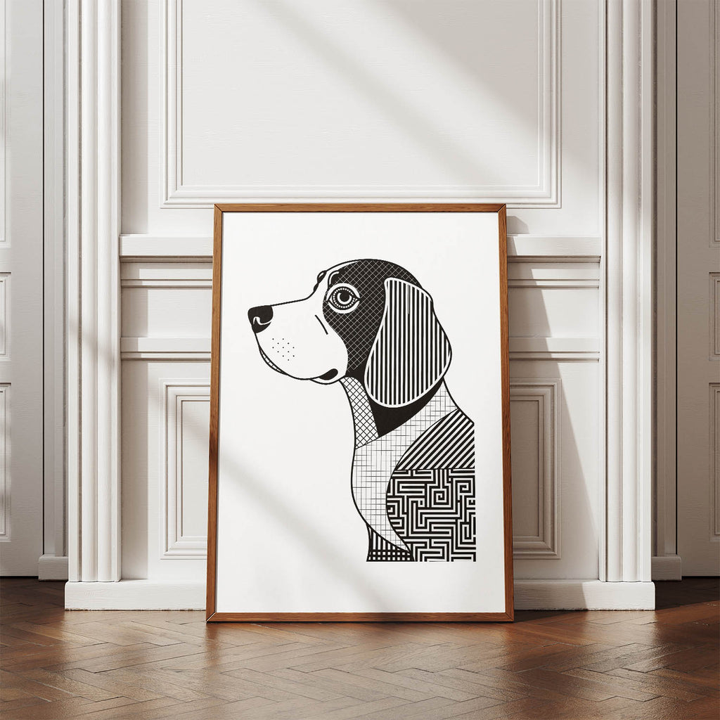Beagle Geometric Line Art mockup