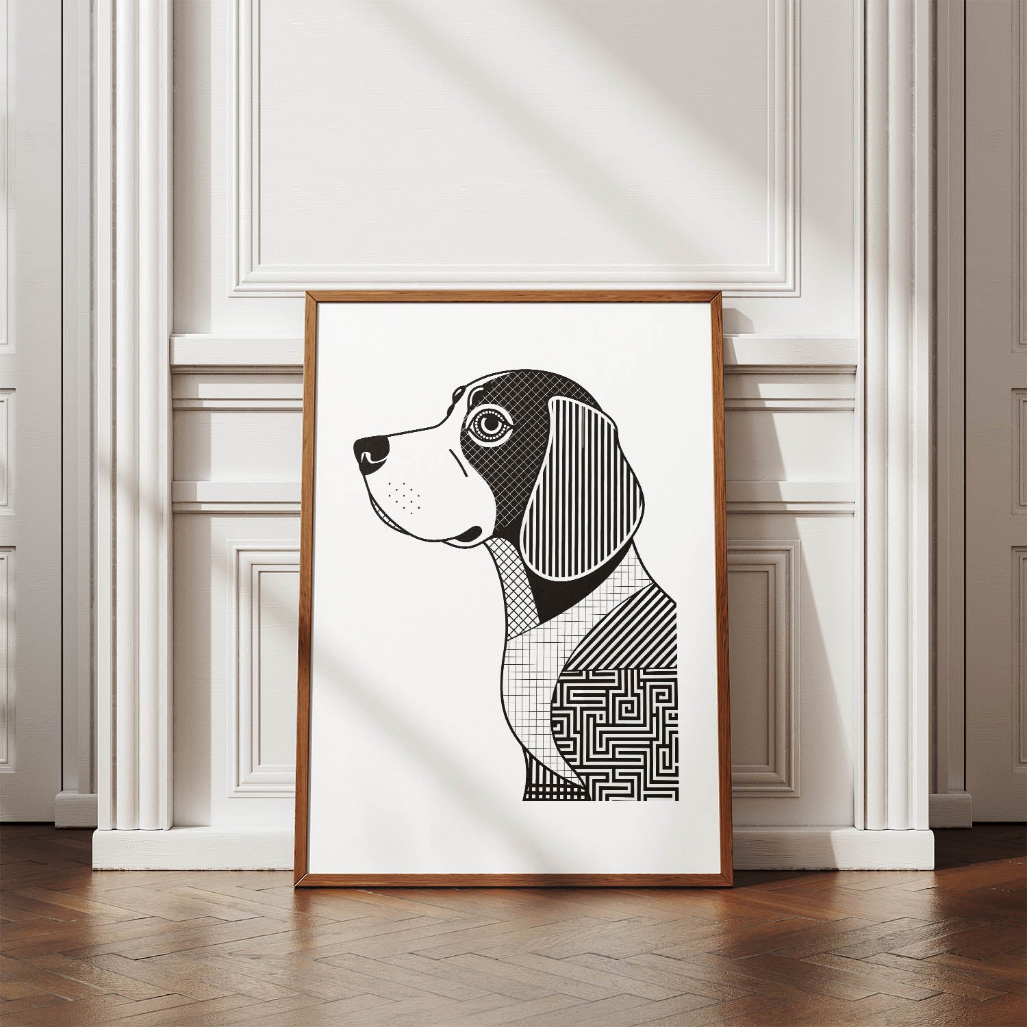 Beagle Geometric Line Art mockup