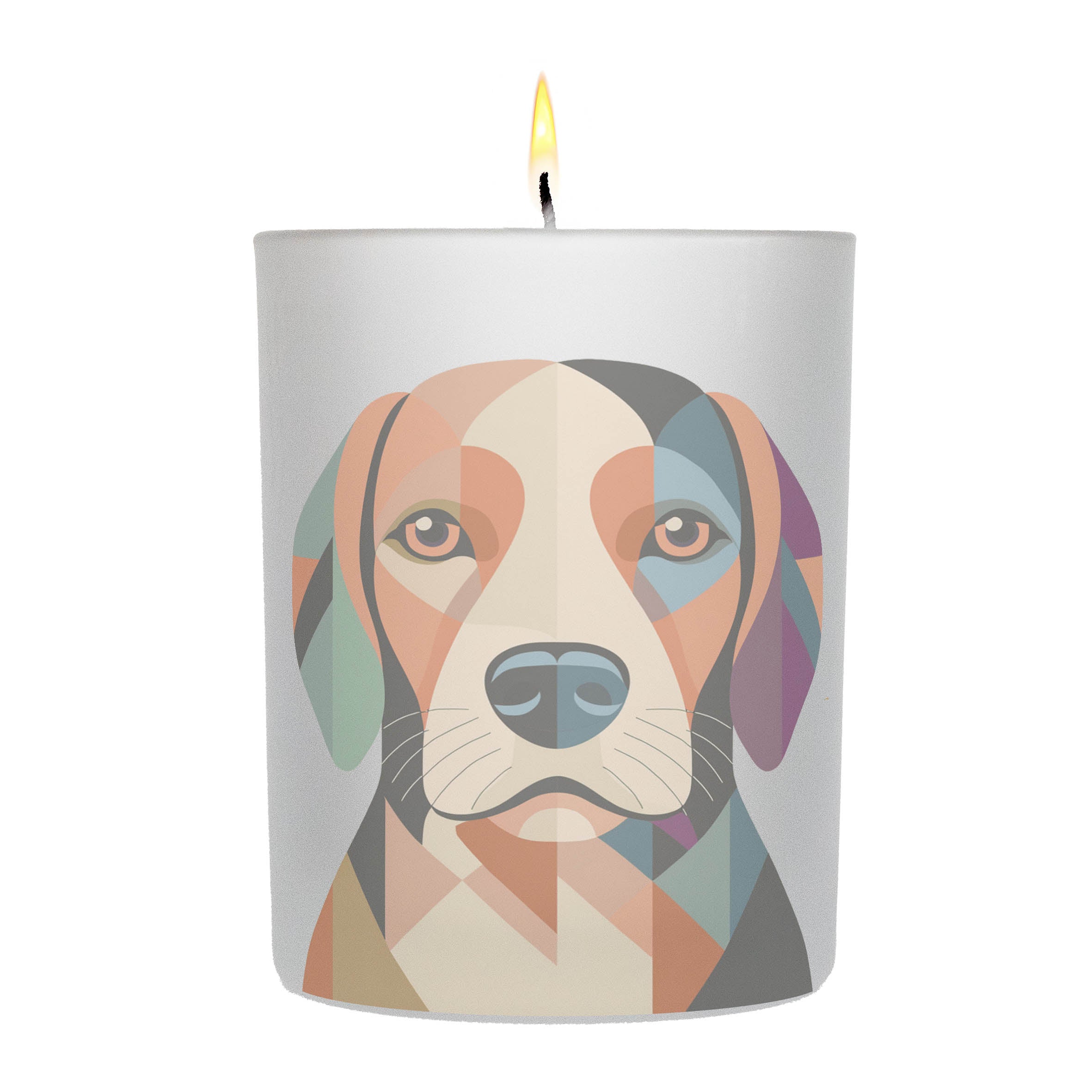 Beagle Graphic Retro Chic Frosted Candle