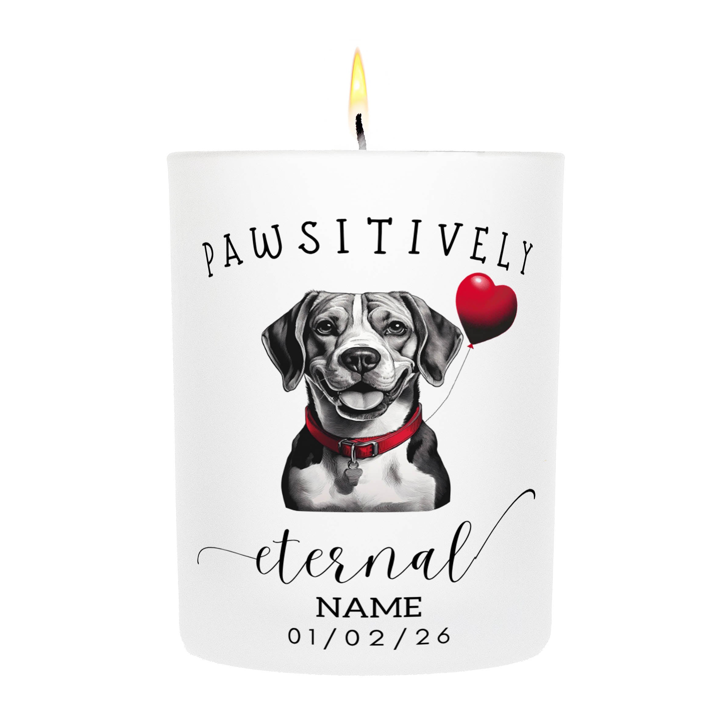 Beagle In Memory Custom Pawsitively Eternal Candle White