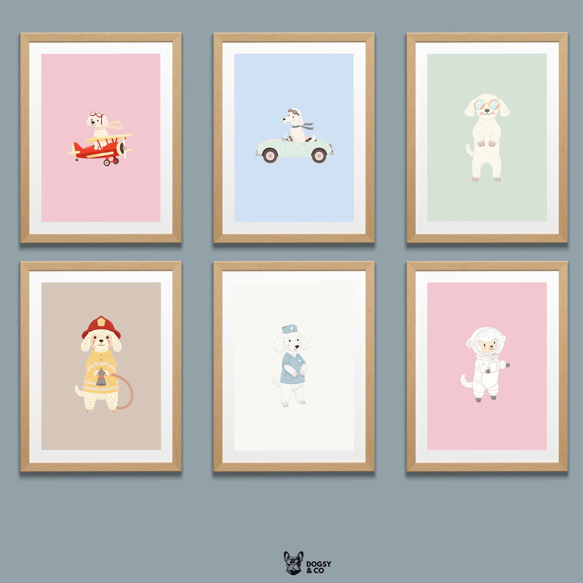 Bedlington Terrier Kids Nursery Wall Art Print Bundle — 22 Dog Costume Designs, 5 Colours, 6 Print Sizes | Digital Download