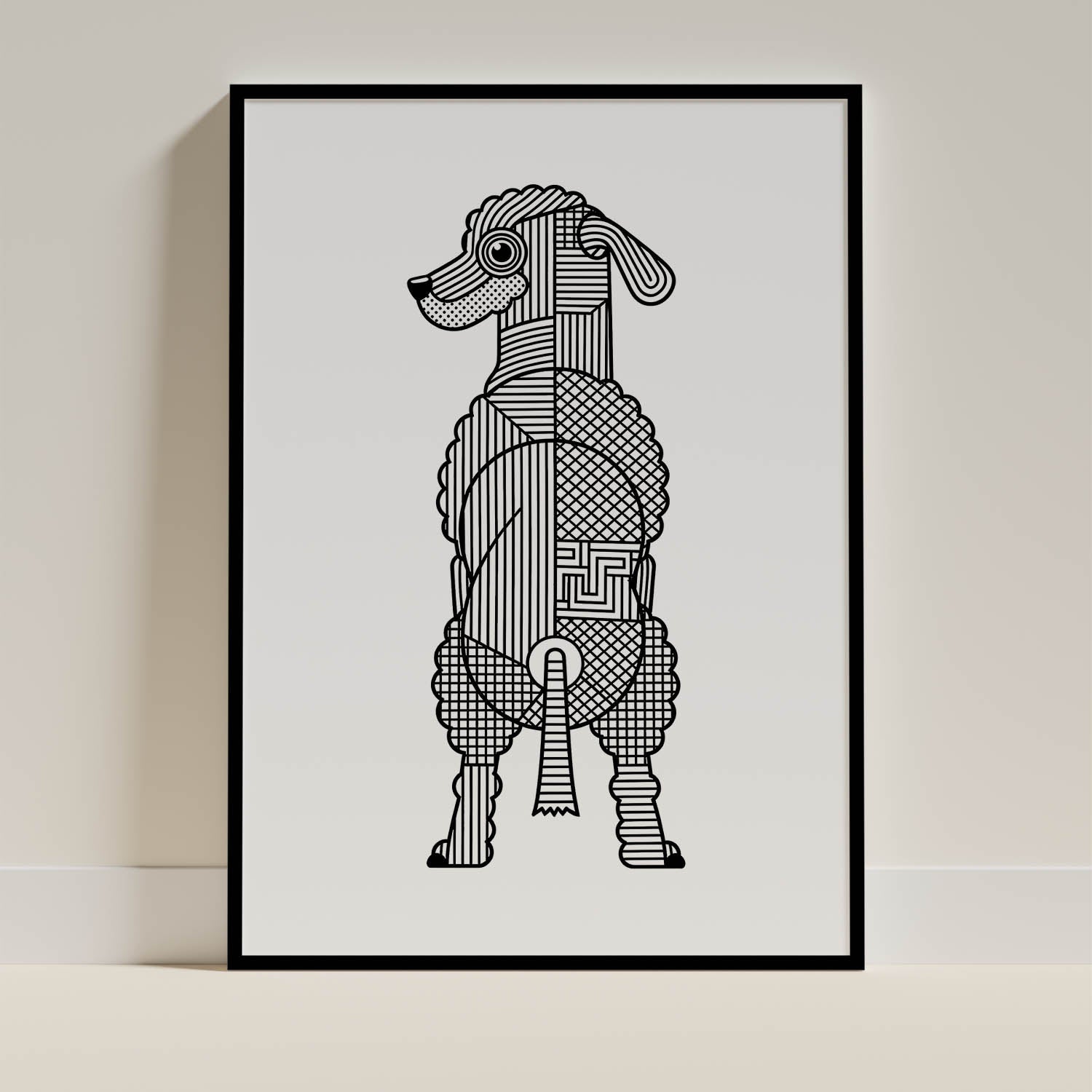 Bedlington Terrier Geometric Line Art mockup
