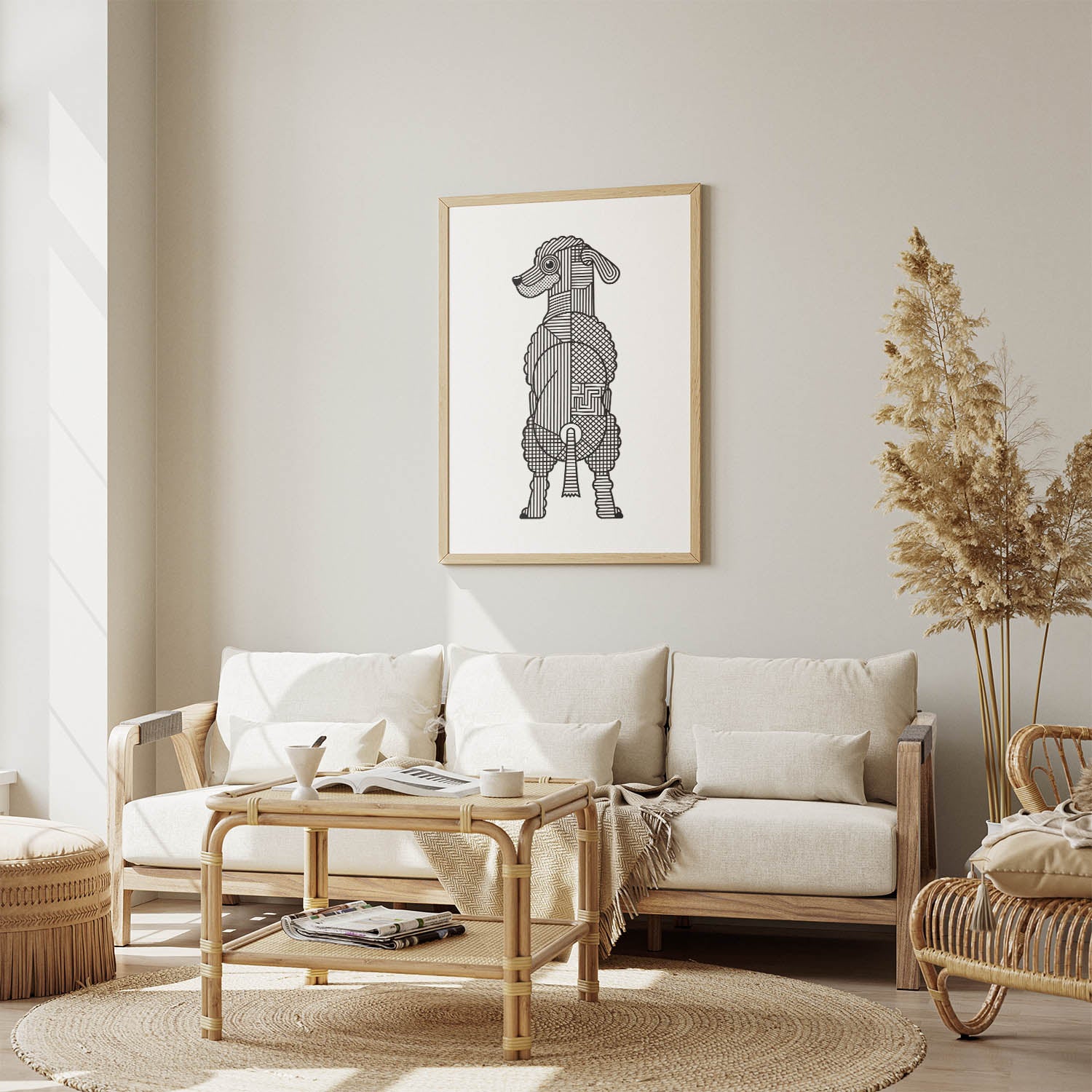 Bedlington Terrier Geometric Line Art mockup