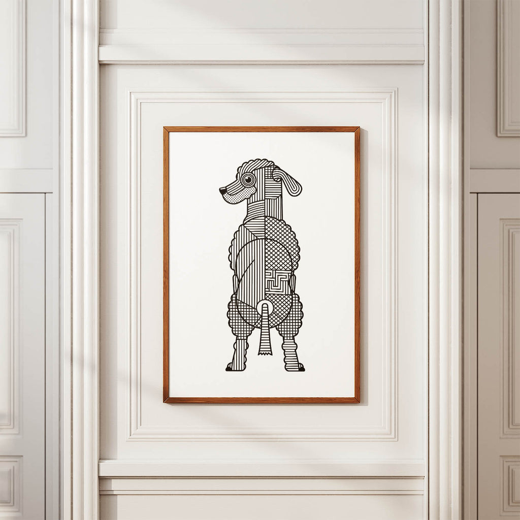 Bedlington Terrier Geometric Line Art mockup