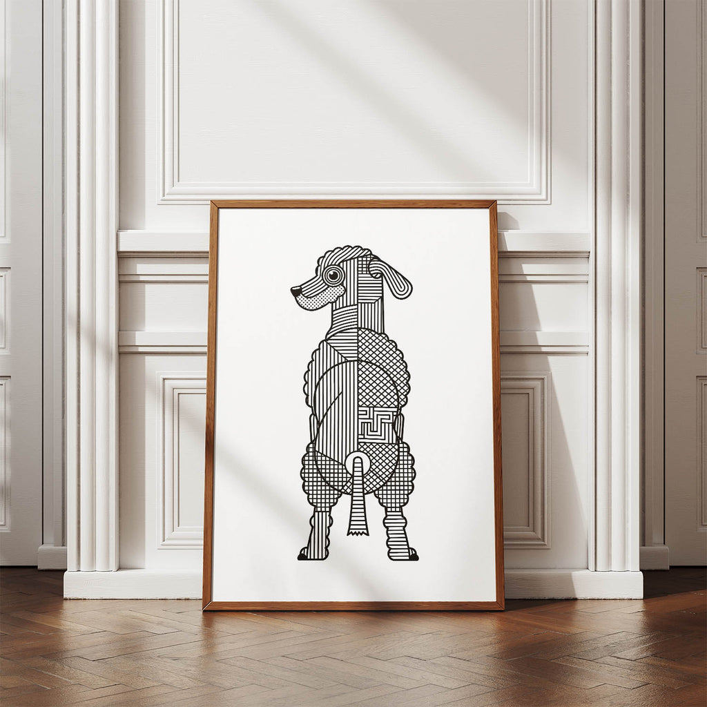 Bedlington Terrier Geometric Line Art mockup