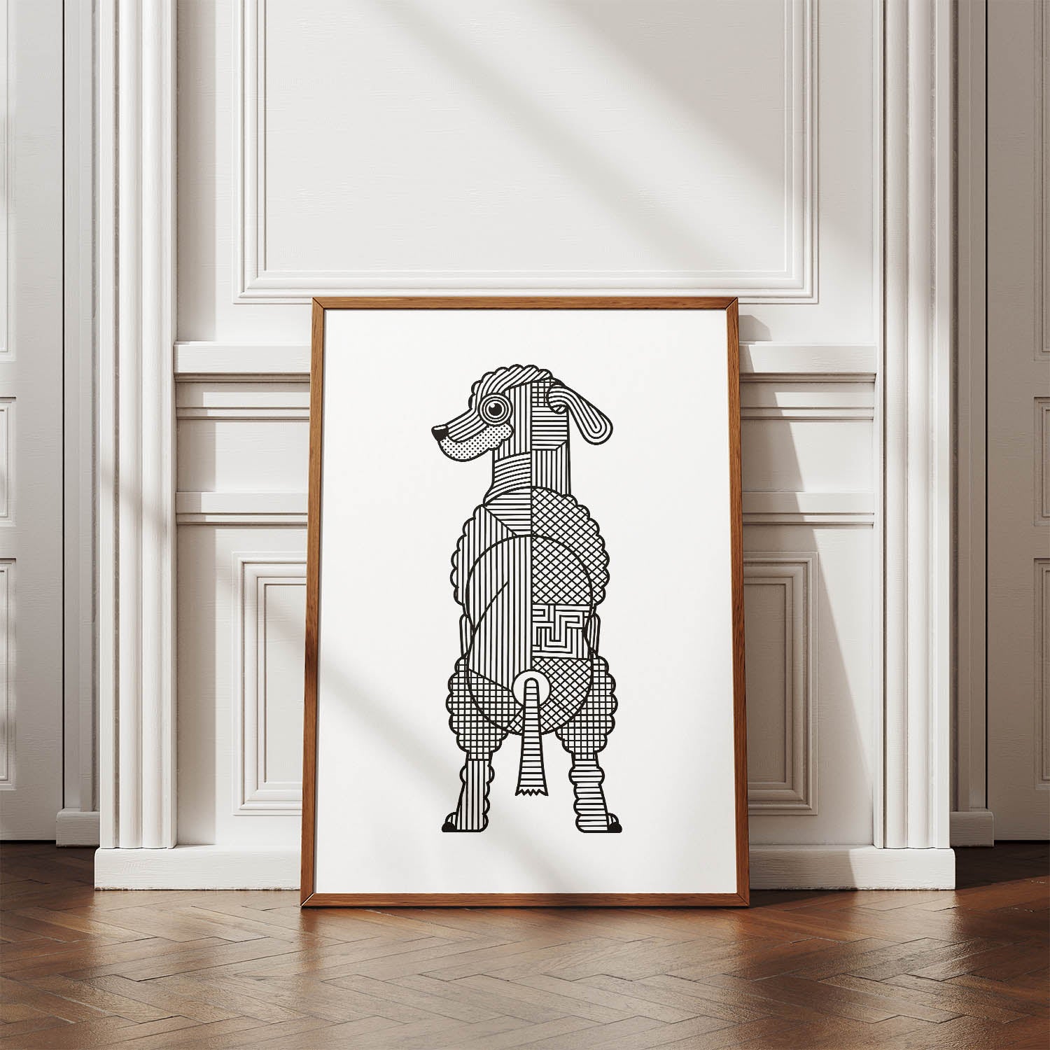 Bedlington Terrier Geometric Line Art mockup
