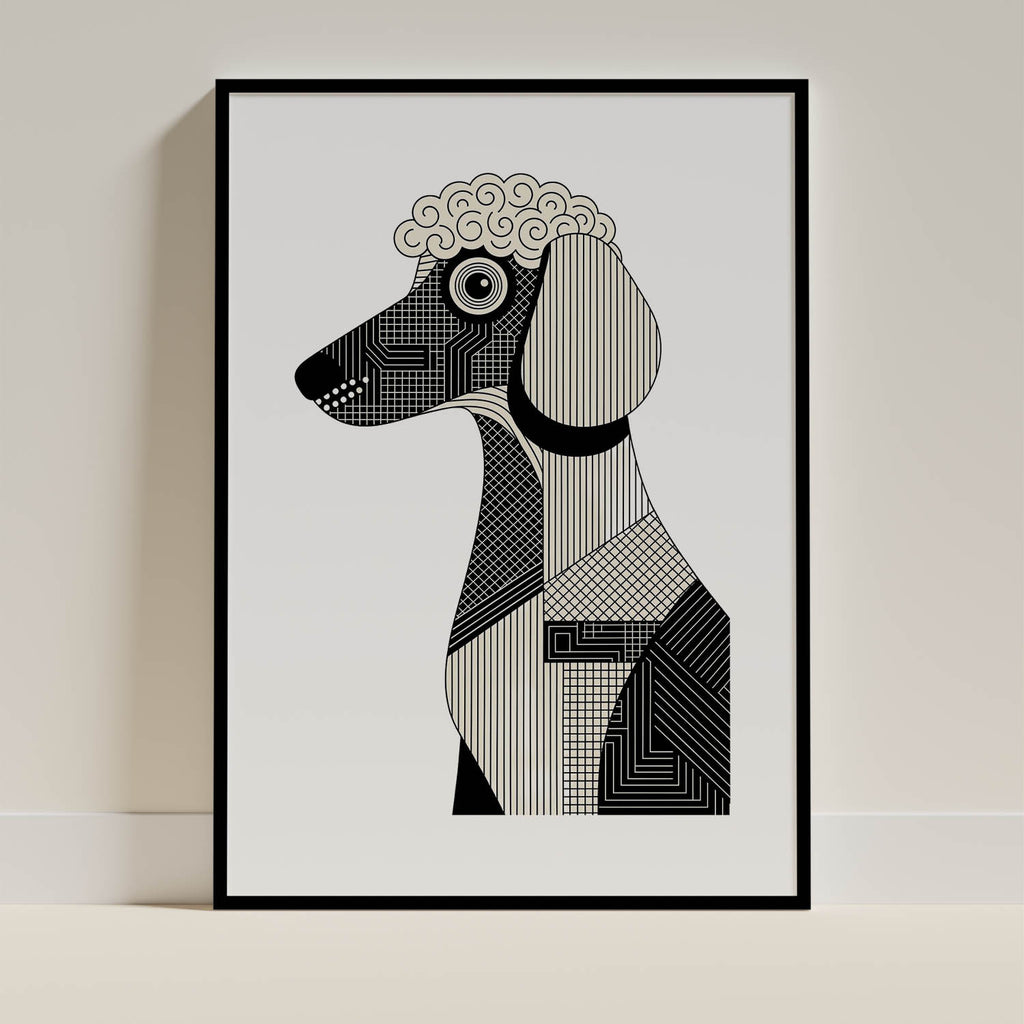 Bedlington Terrier Geometric Line Art mockup