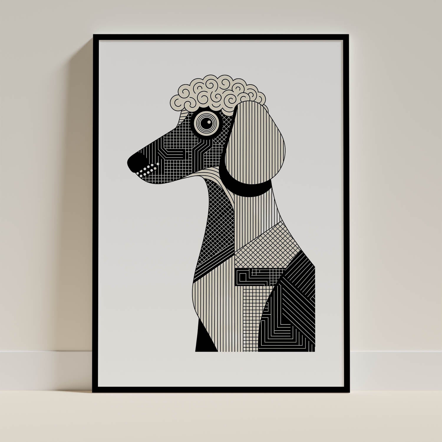 Bedlington Terrier Geometric Line Art mockup