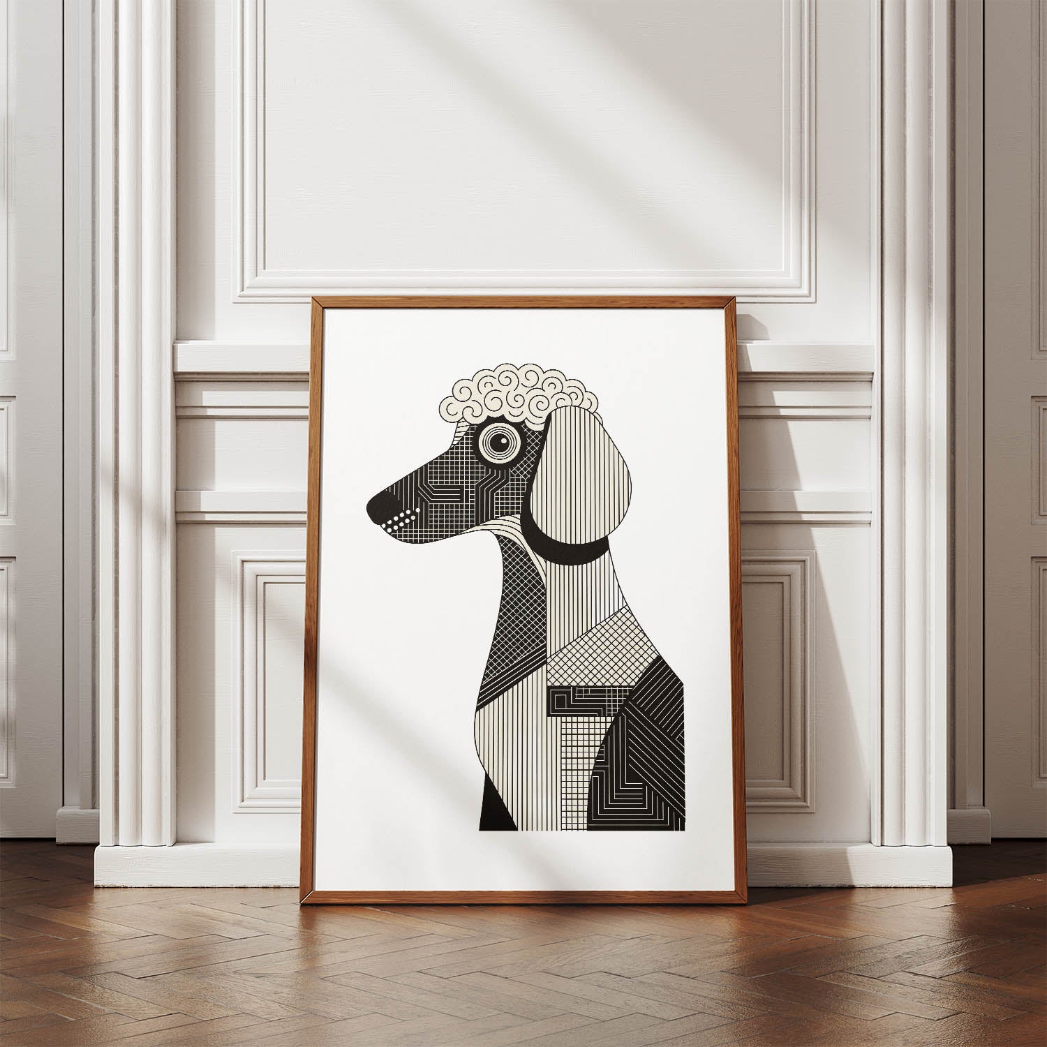 Bedlington Terrier Geometric Line Art mockup