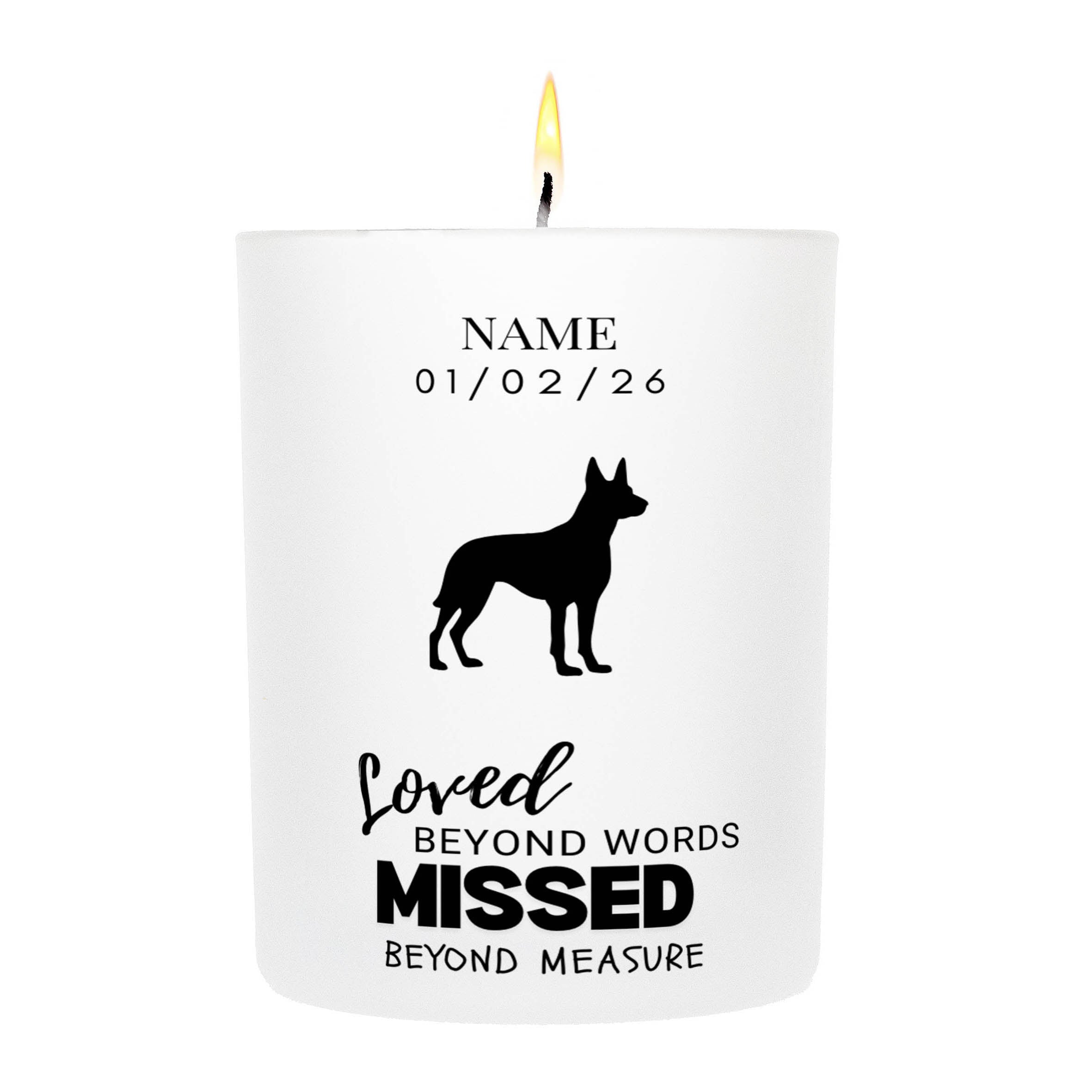 Belgian Shepherds – Loved Beyond Words, Missed Beyond Measure Custom Candle | Dogsy & Co
